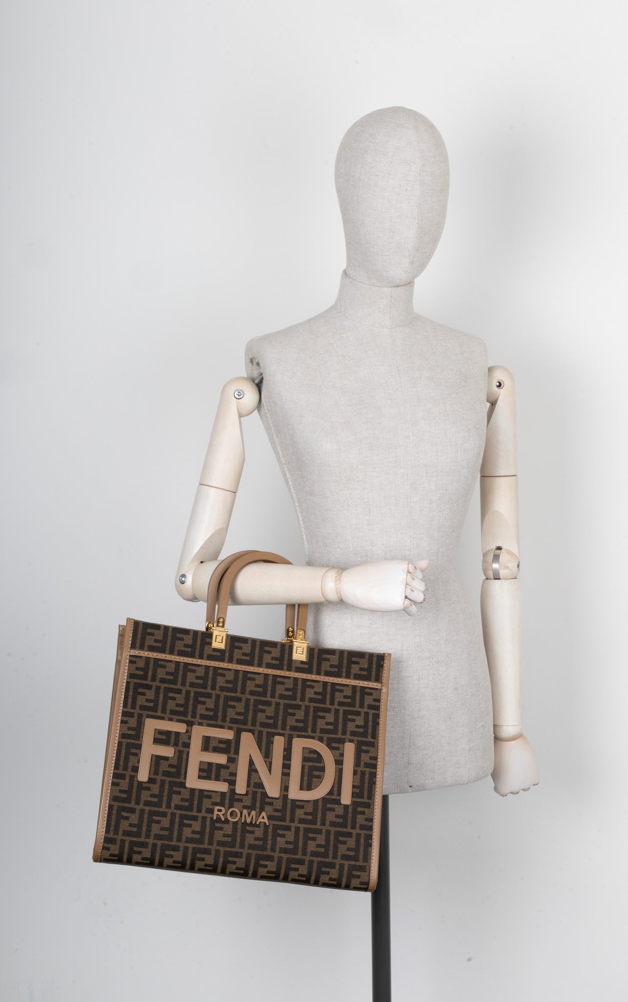 Luxury Fendi Zucca Print Sunshine Tote Bag