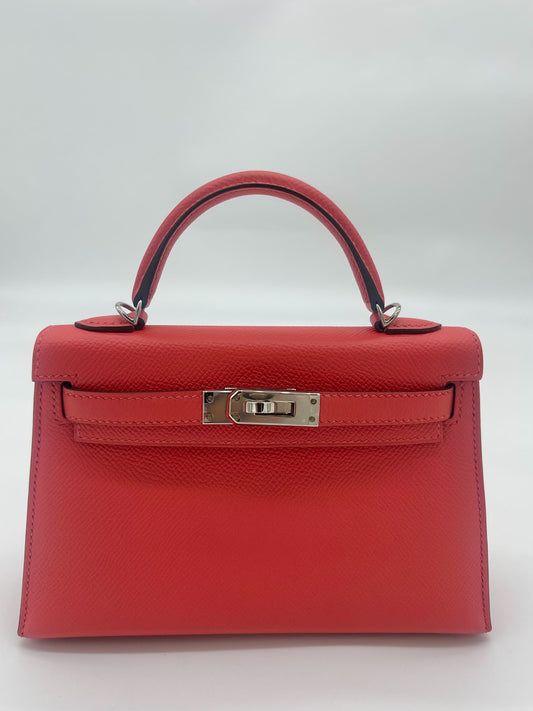 Luxury Hermes Kelly 20 Epsom Rose Jaipur Palladium Hardware