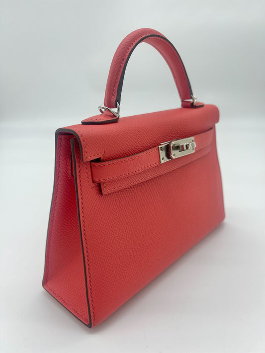 Luxury Hermes Kelly 20 Epsom Rose Jaipur Palladium Hardware