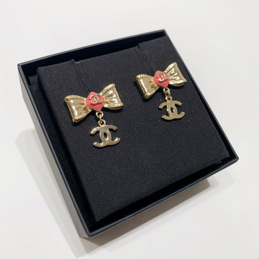 No.4134-Chanel Ribbon Coco Mark Earrings (Unused / 未使用品)