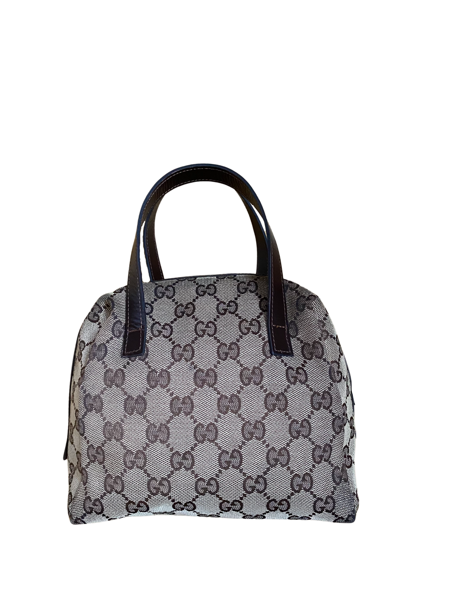 Luxury Gucci Beige & Dark Brown Jacquard & Leather Bag