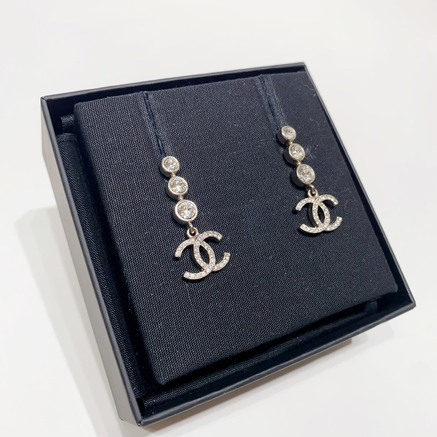 No.4245-Chanel Crystal & Metal Coco Mark Earrings