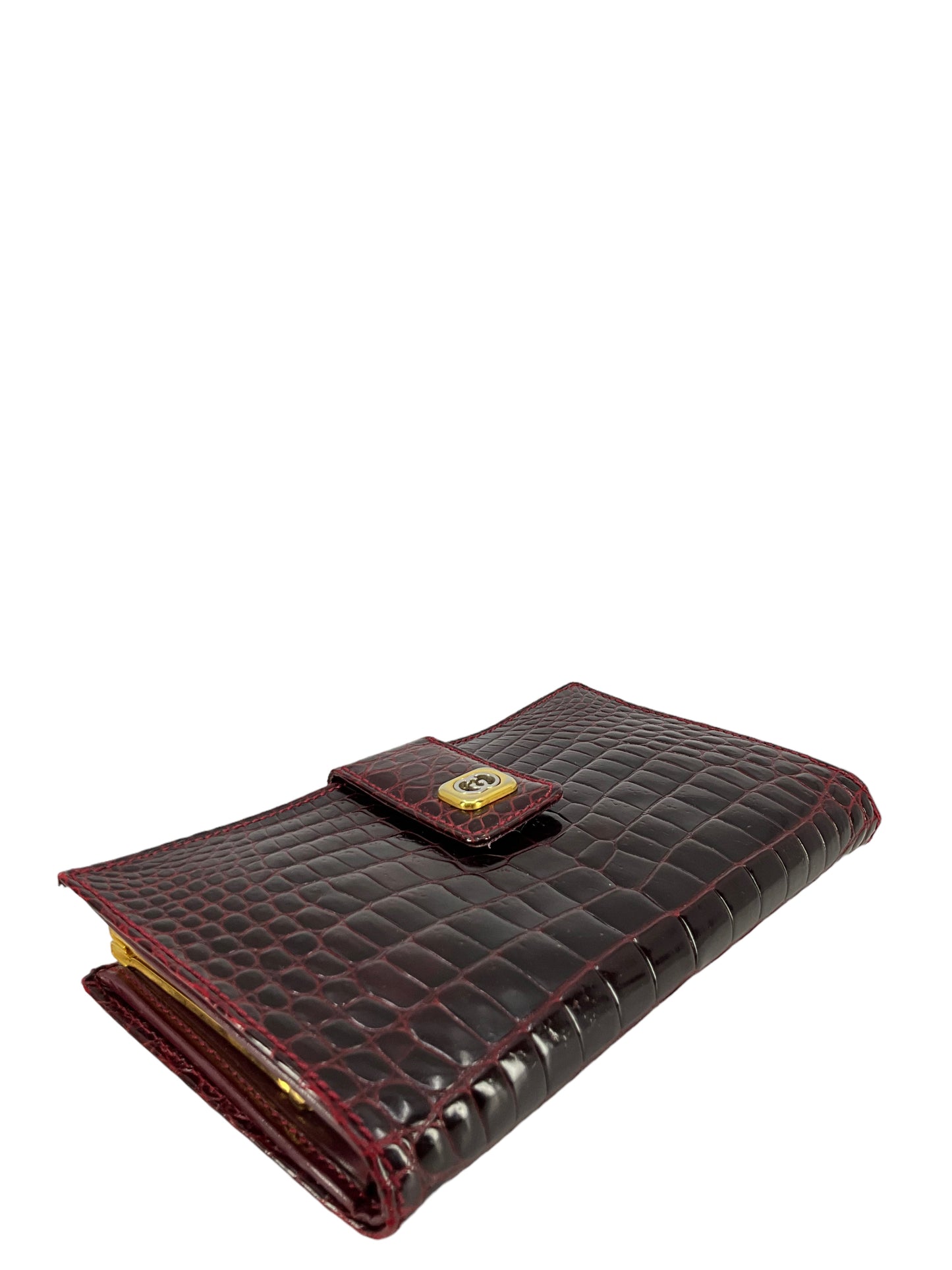 Luxury Gucci Trending 2025 Burgundy Crocodile Wallet