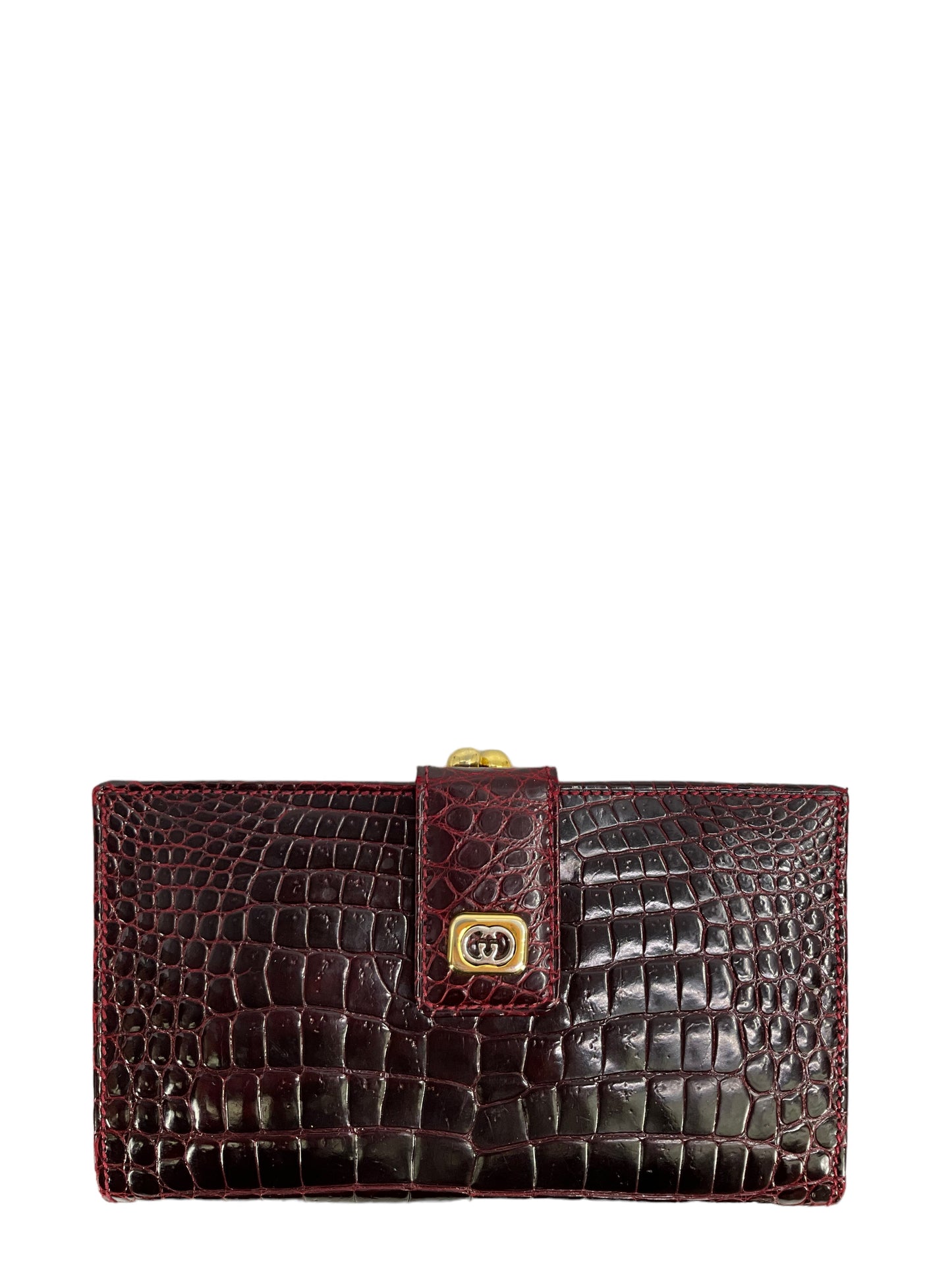 Luxury Gucci Trending 2025 Burgundy Crocodile Wallet