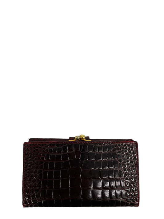 Luxury Gucci Trending 2025 Burgundy Crocodile Wallet
