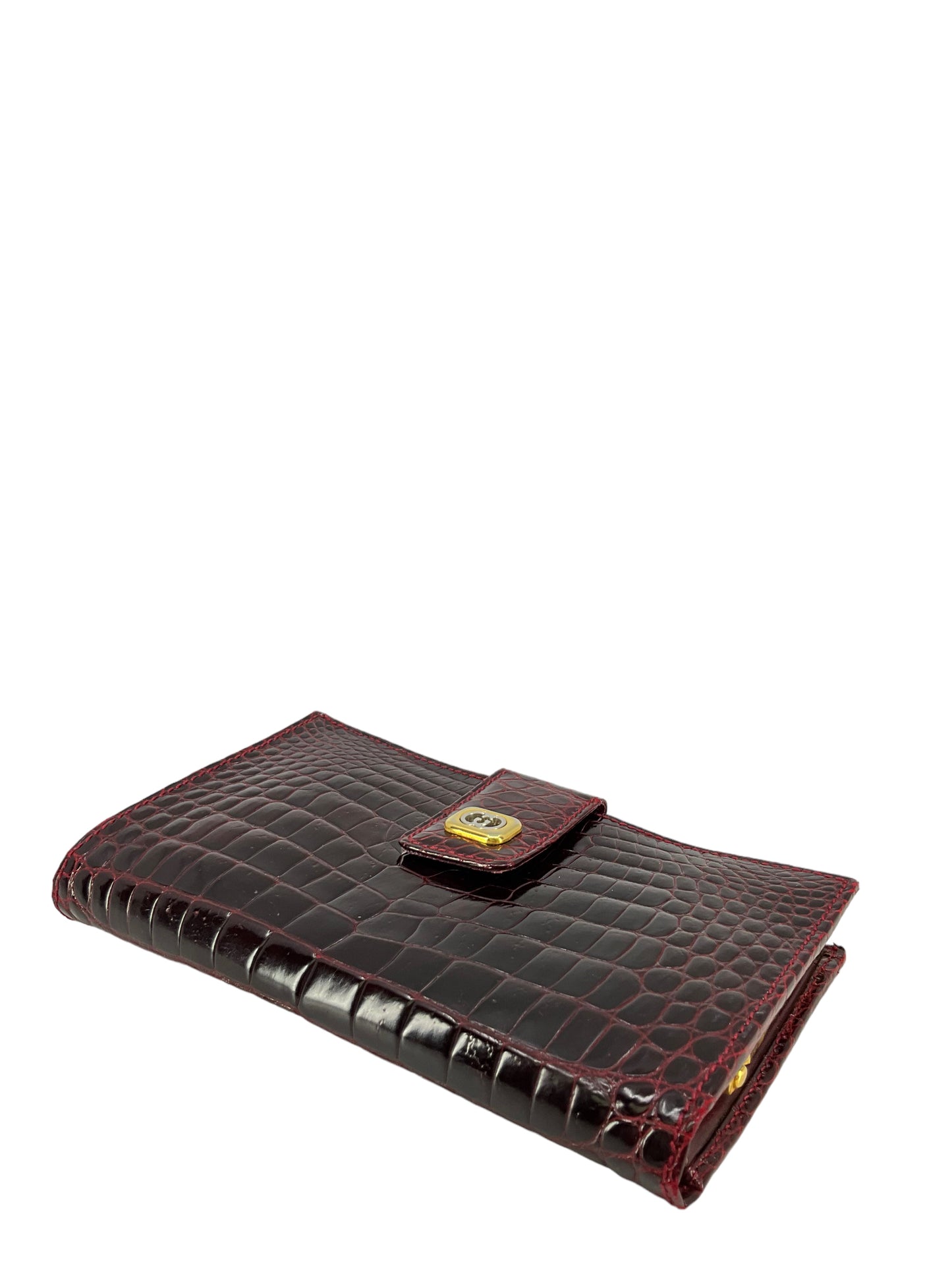 Luxury Gucci Trending 2025 Burgundy Crocodile Wallet