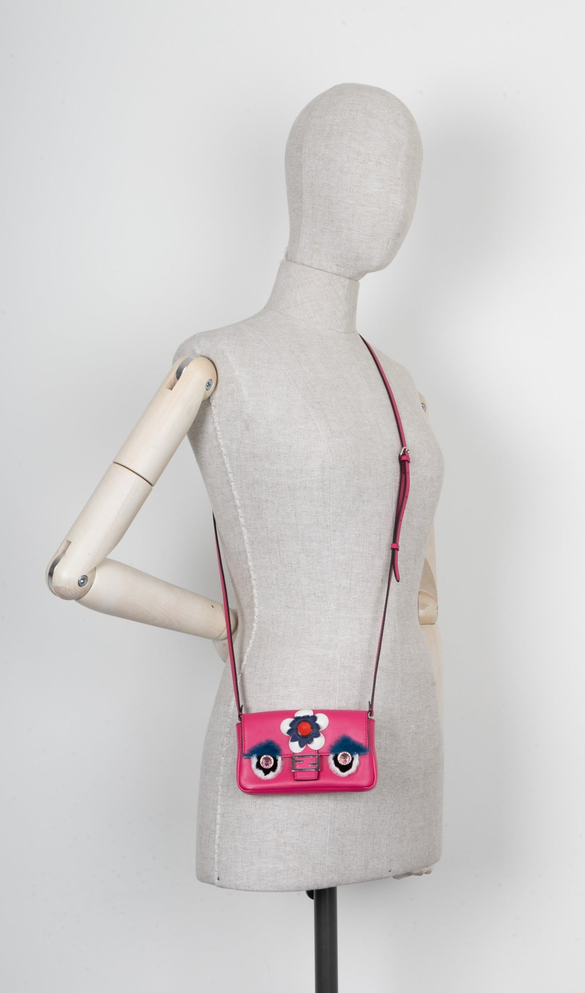 Luxury Fendi Micro Monster Baguette Pink