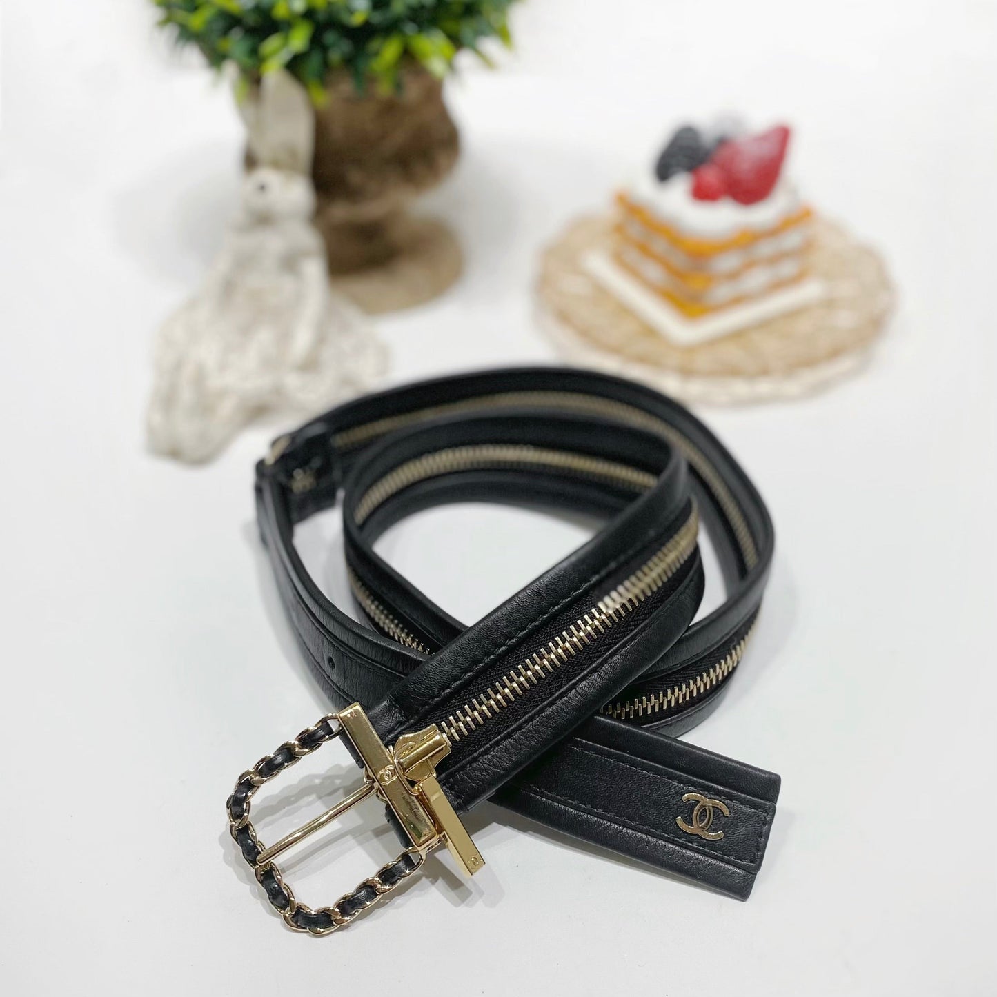 No.4173-Chanel Calfskin Zipper CC Chain Belt