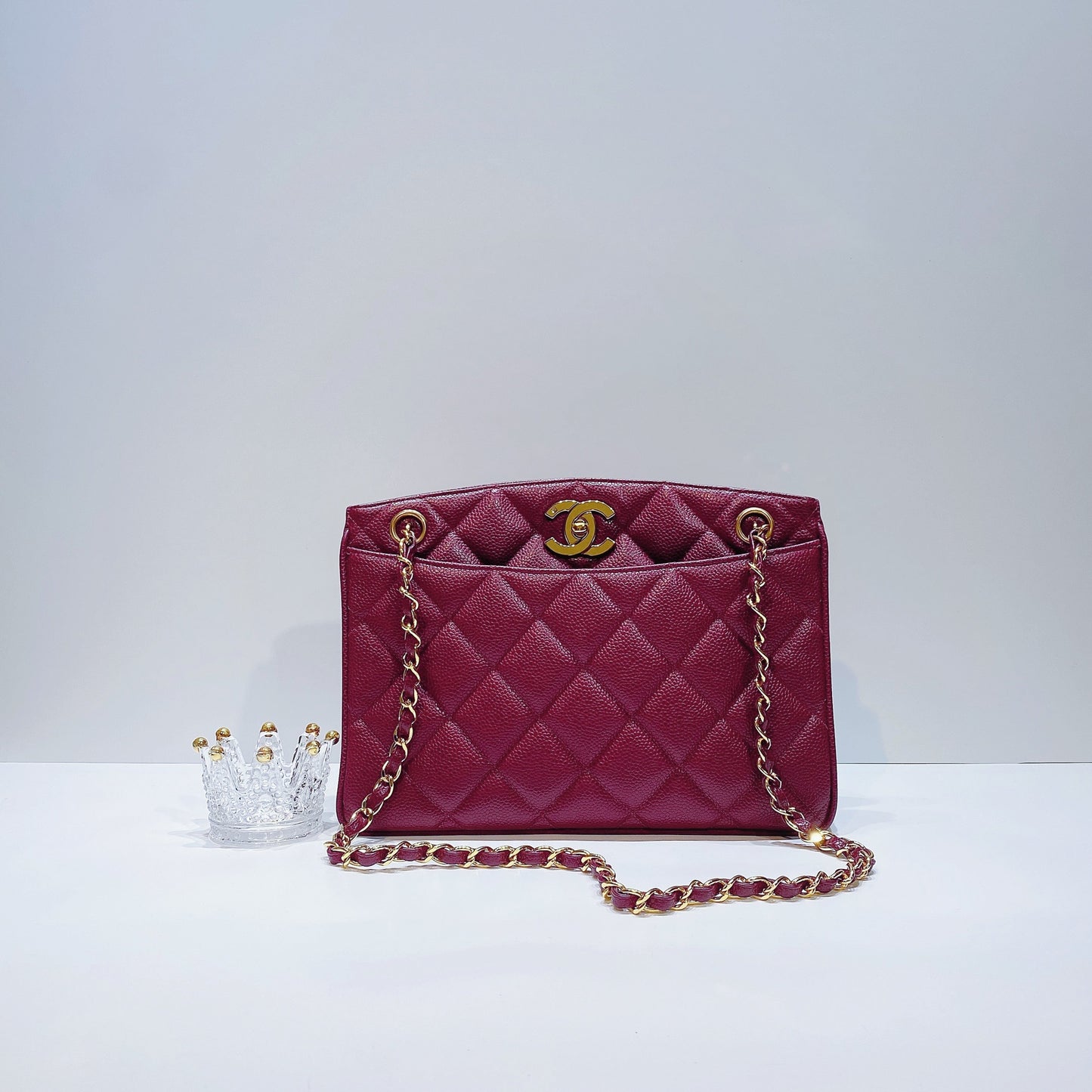 No.3719-Chanel Vintage Caviar TurnLock Shoulder Bag