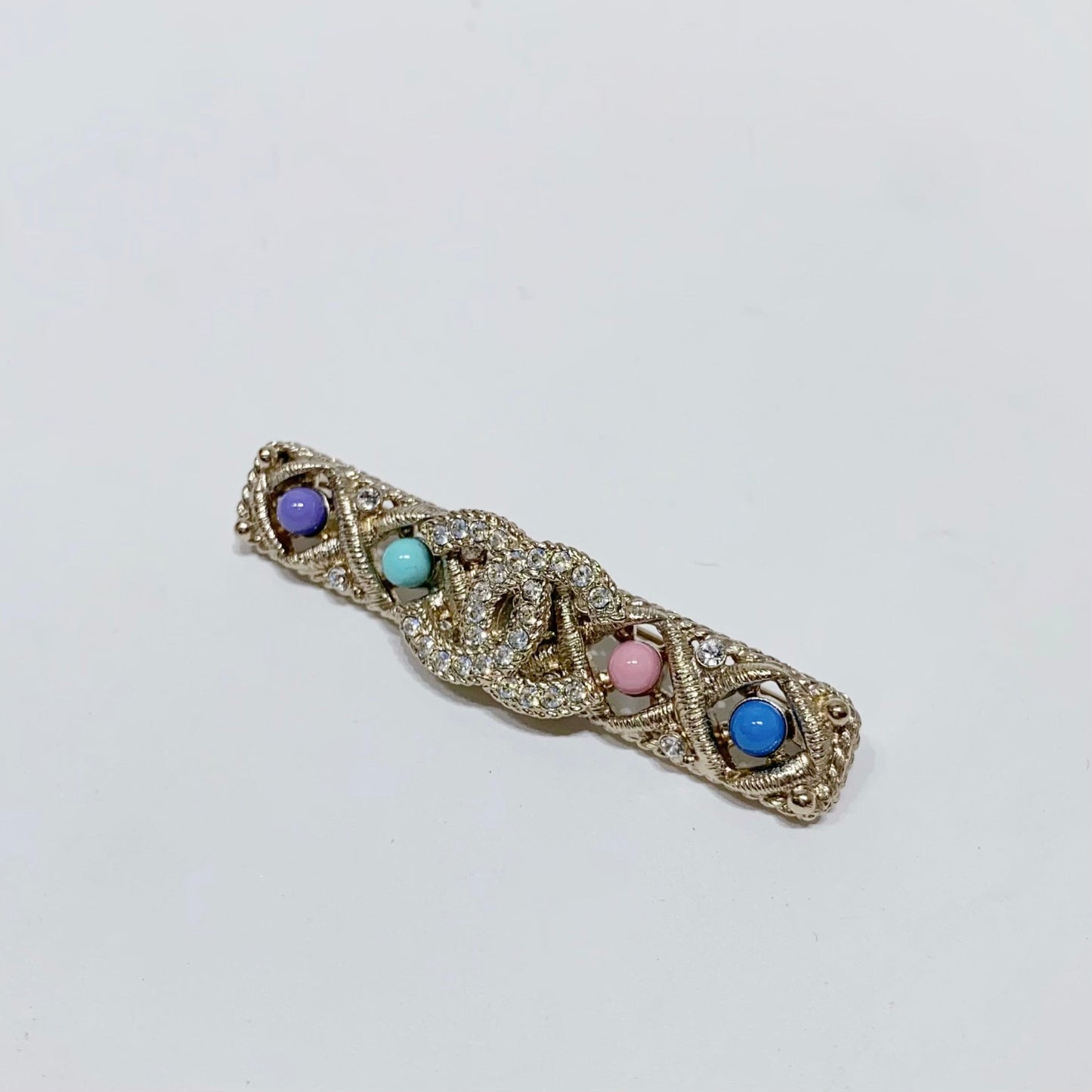 No.4165-Chanel Metal & Crystal Coco Mark Brooch