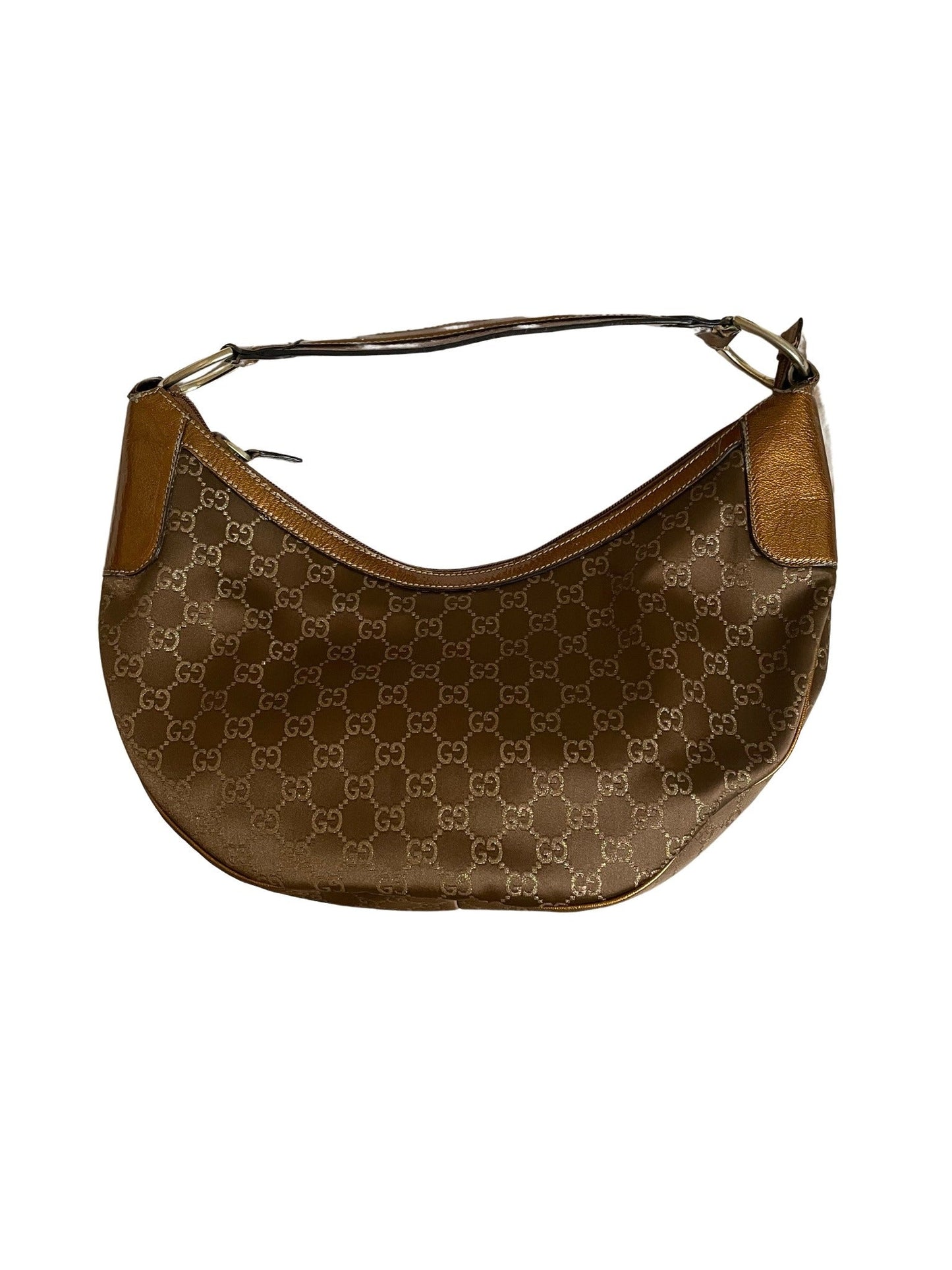 Luxury Gucci GG Dark Brown Jacquard & Patent Leather Handbag