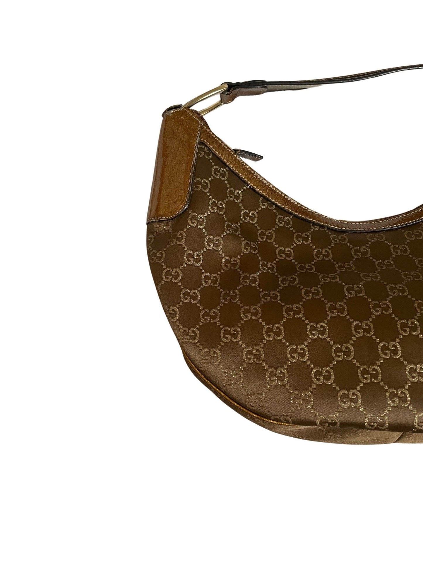 Luxury Gucci GG Dark Brown Jacquard & Patent Leather Handbag