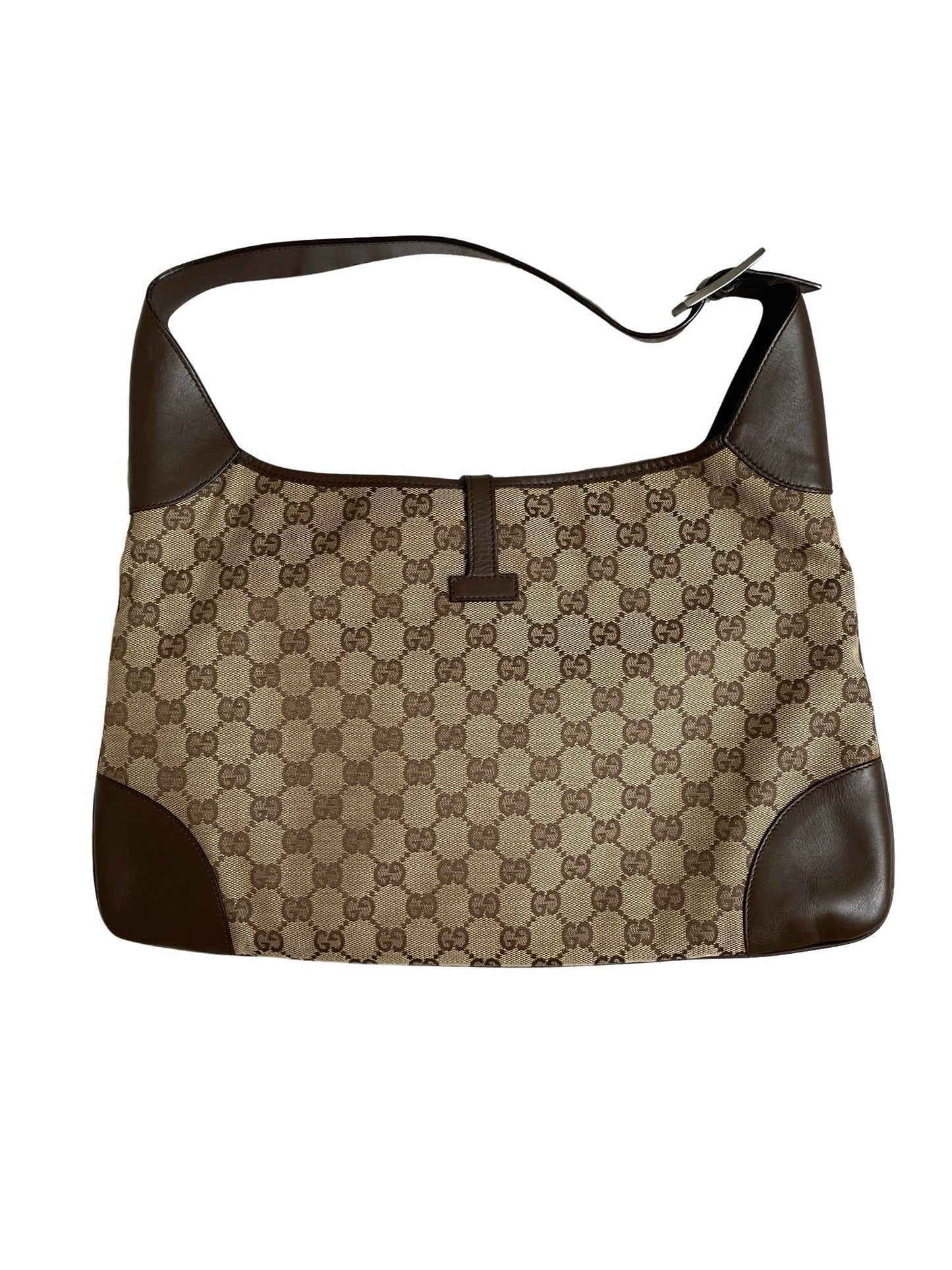 Luxury Gucci Jackie Beige & Brown Jacquard Leather Bag