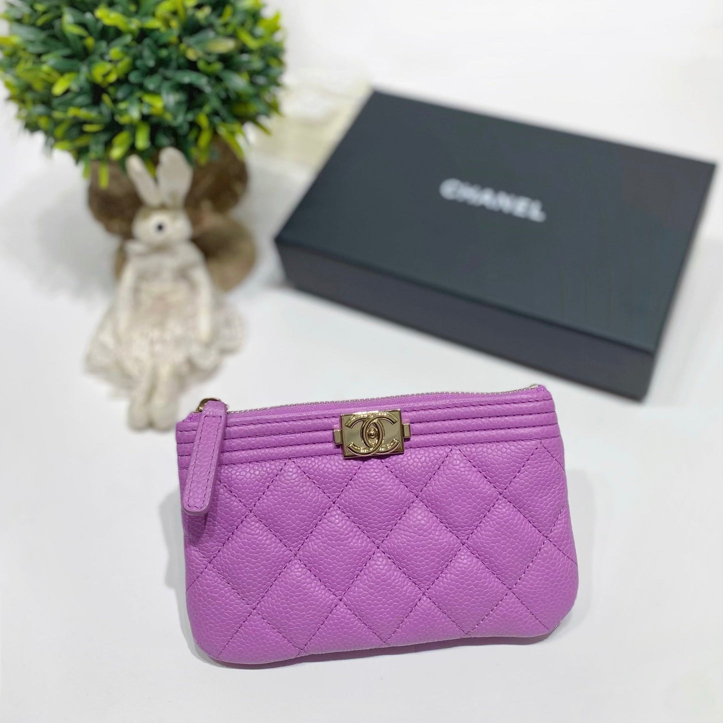 No.4219-Chanel Caviar Boy Mini O Case Pouch