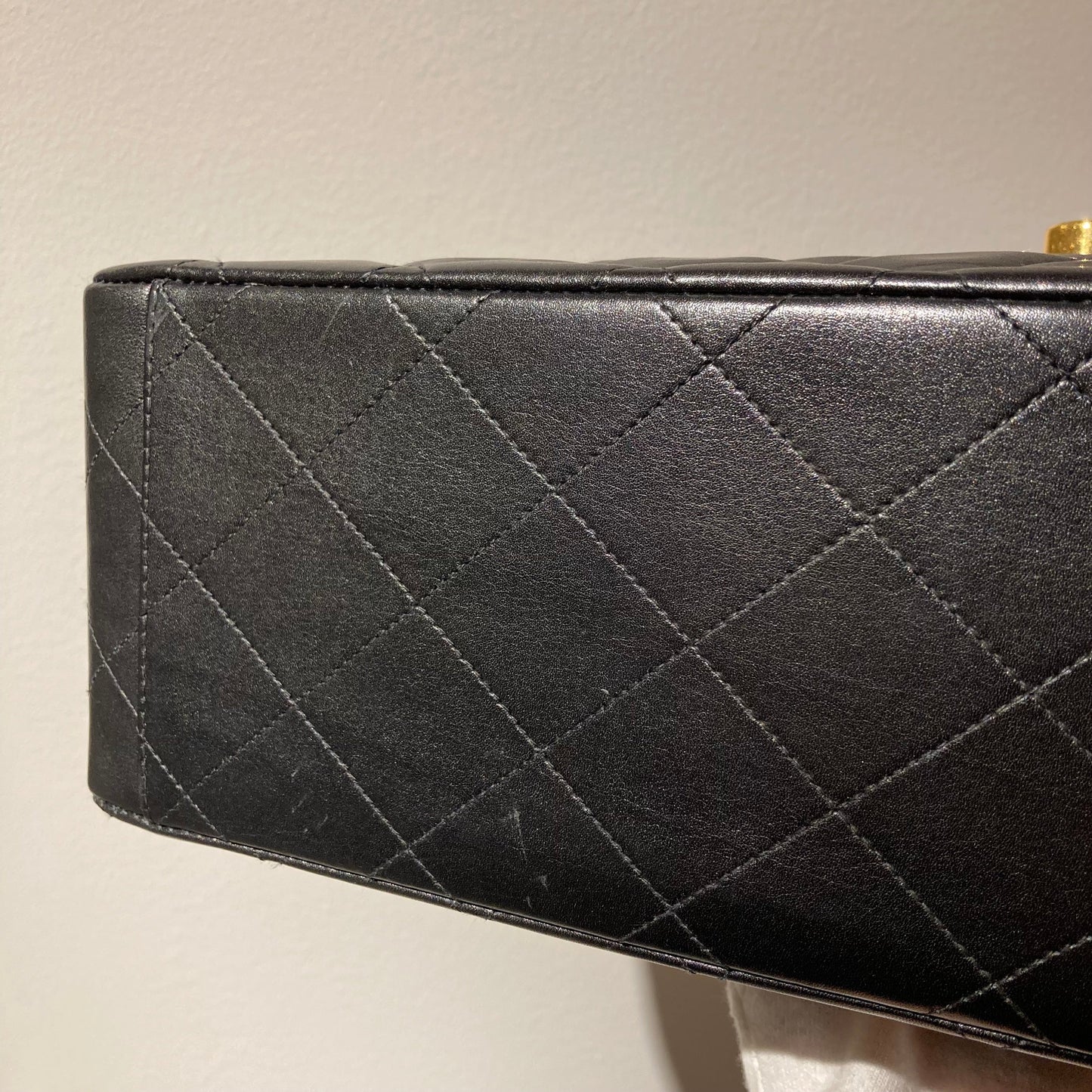 CHANEL Classic Flap Maxi Chain Shoulder Bag Black Lambskin 94639