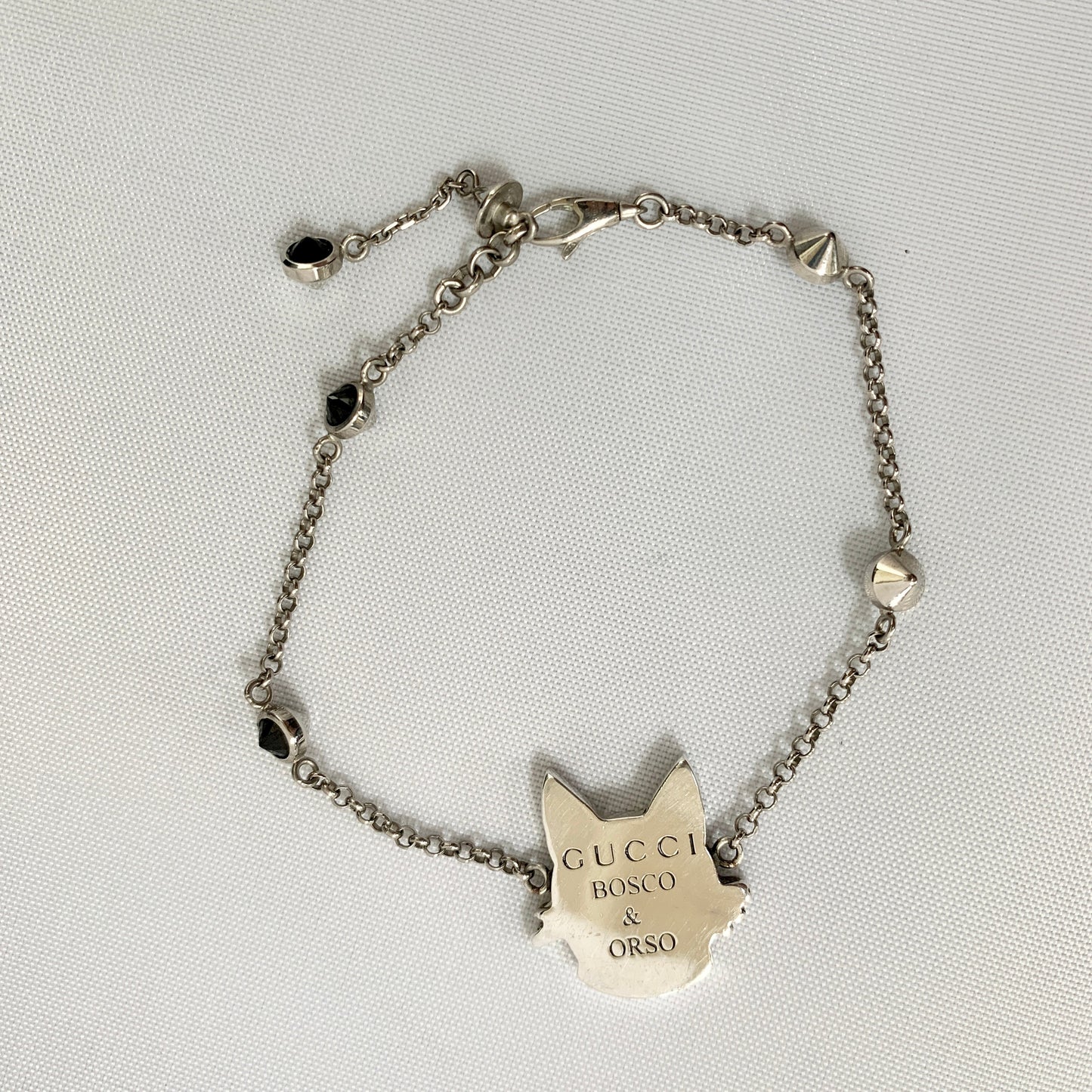 Luxury Gucci Trending 2025 Bosco Dog Bracelet with Crystals in Sterling Silver