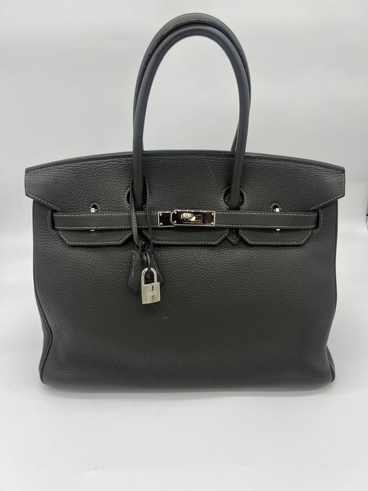 Luxury Hermes Birkin 35 Togo Graphite Palladium Hardware