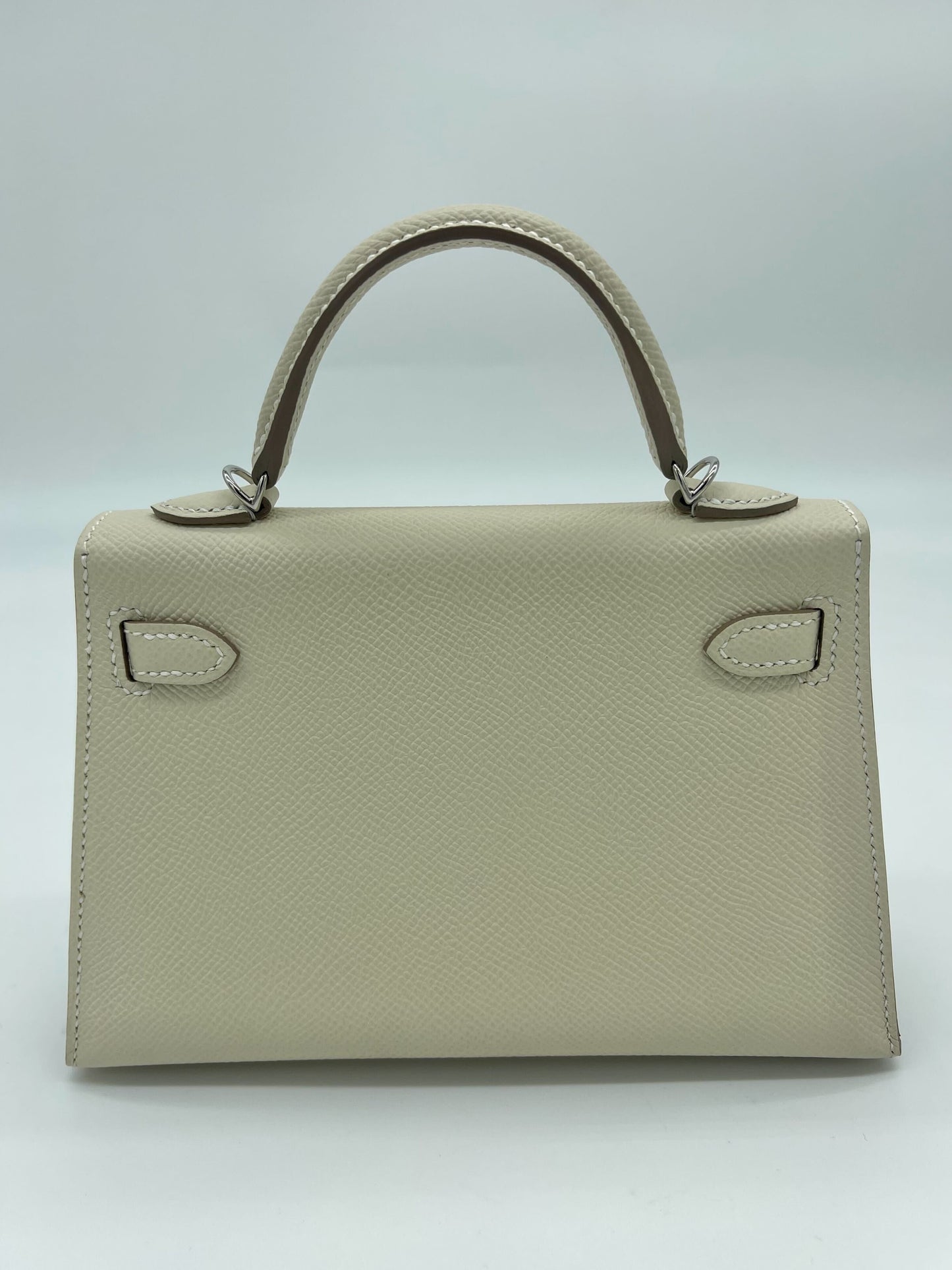 Luxury Hermes Kelly Mini 20 Epsom Nata Palladium Hardware