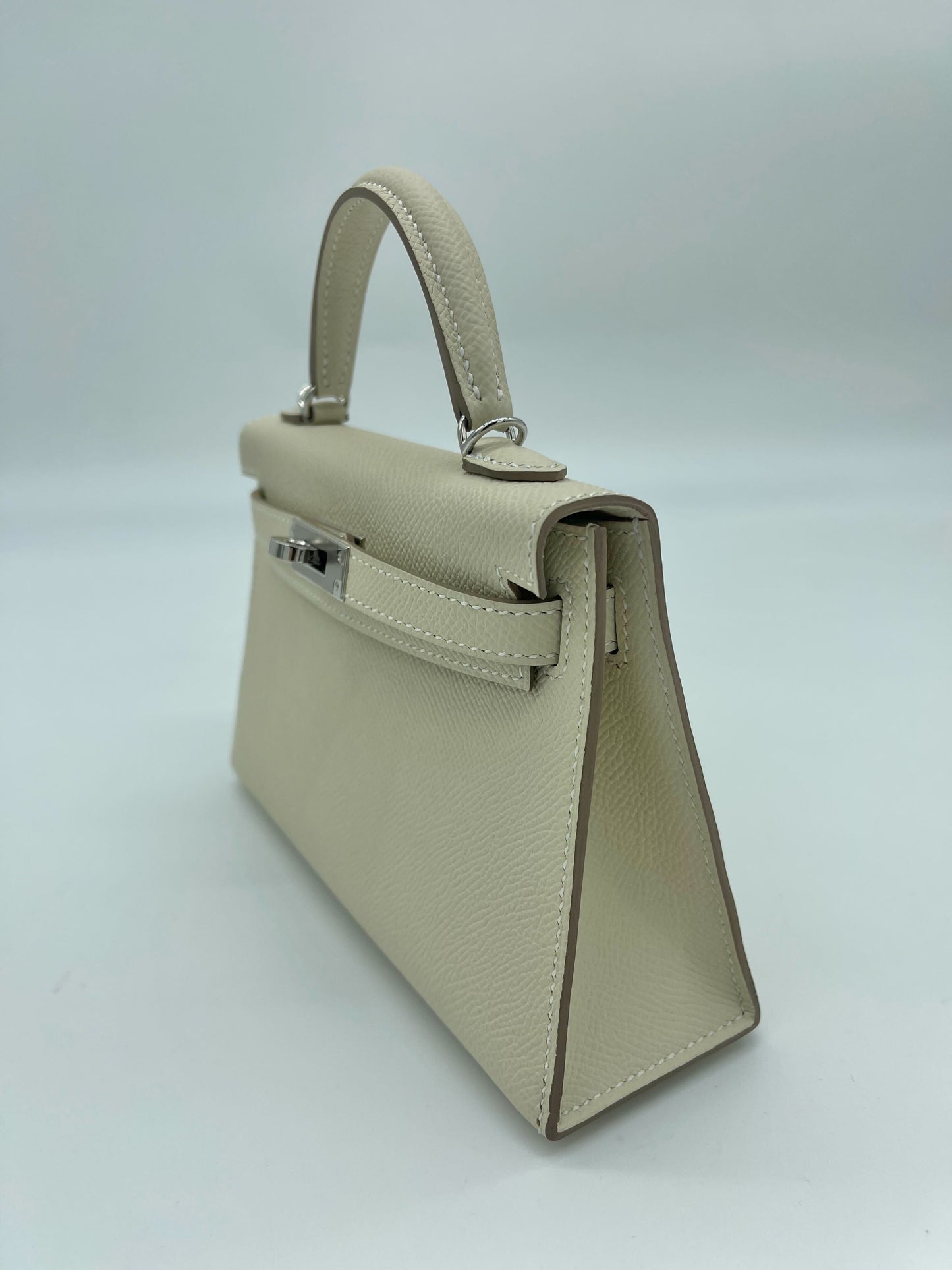 Luxury Hermes Kelly Mini 20 Epsom Nata Palladium Hardware