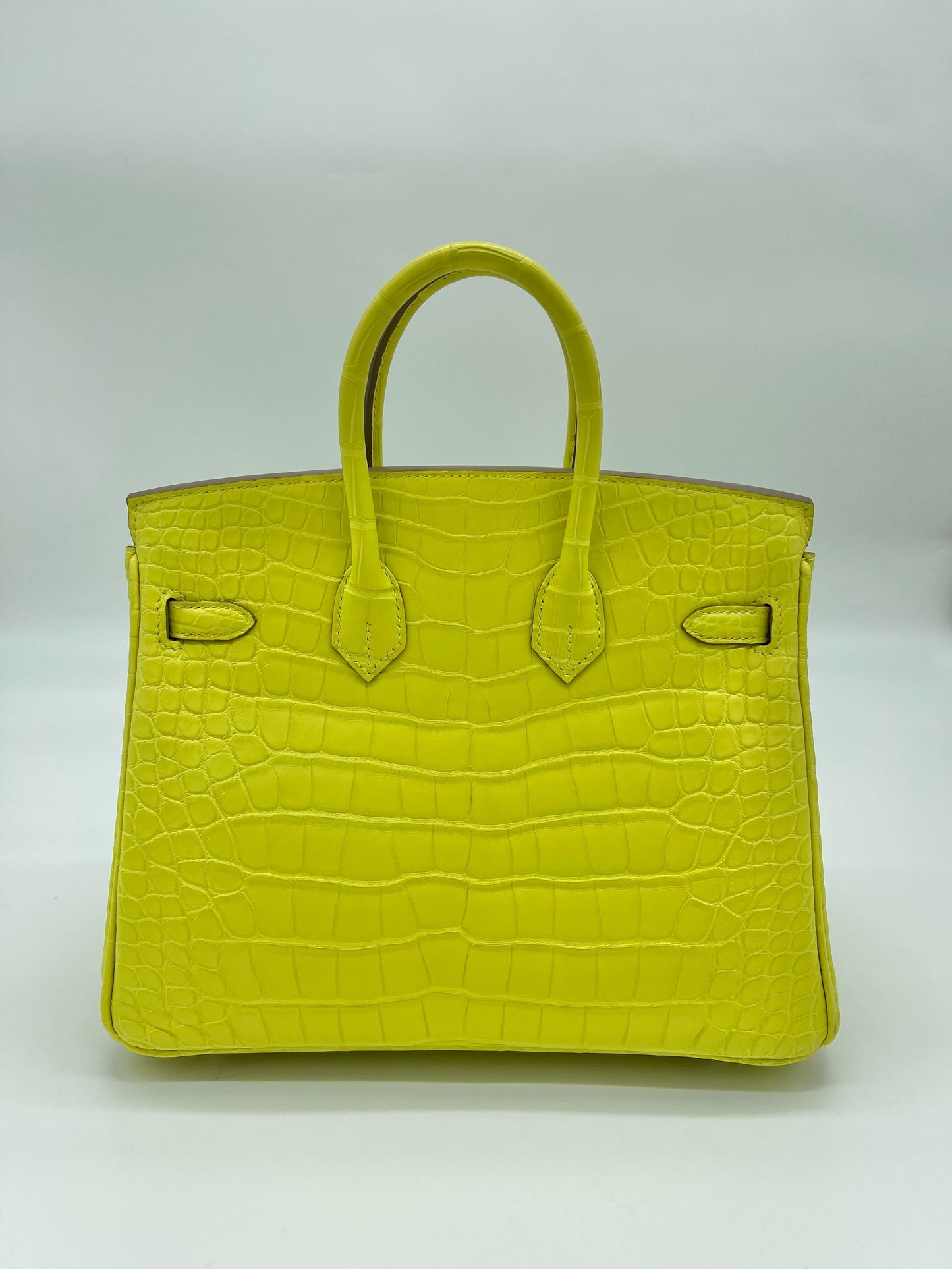 Luxury Hermes Birkin 25 Matte Alligator Lime Palladium Hardware