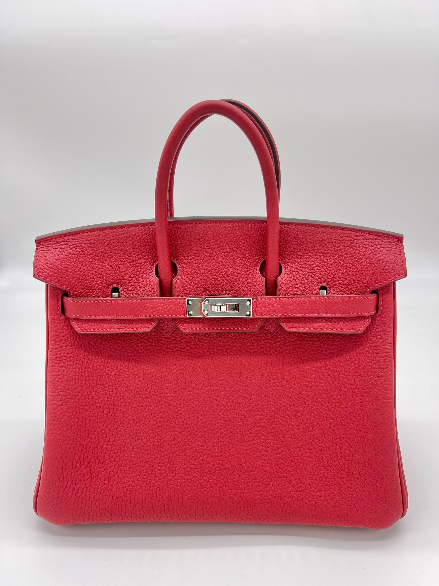 Luxury Hermes Birkin 25 Verso Veau Rouge Casaque Togo Palladium Hardware
