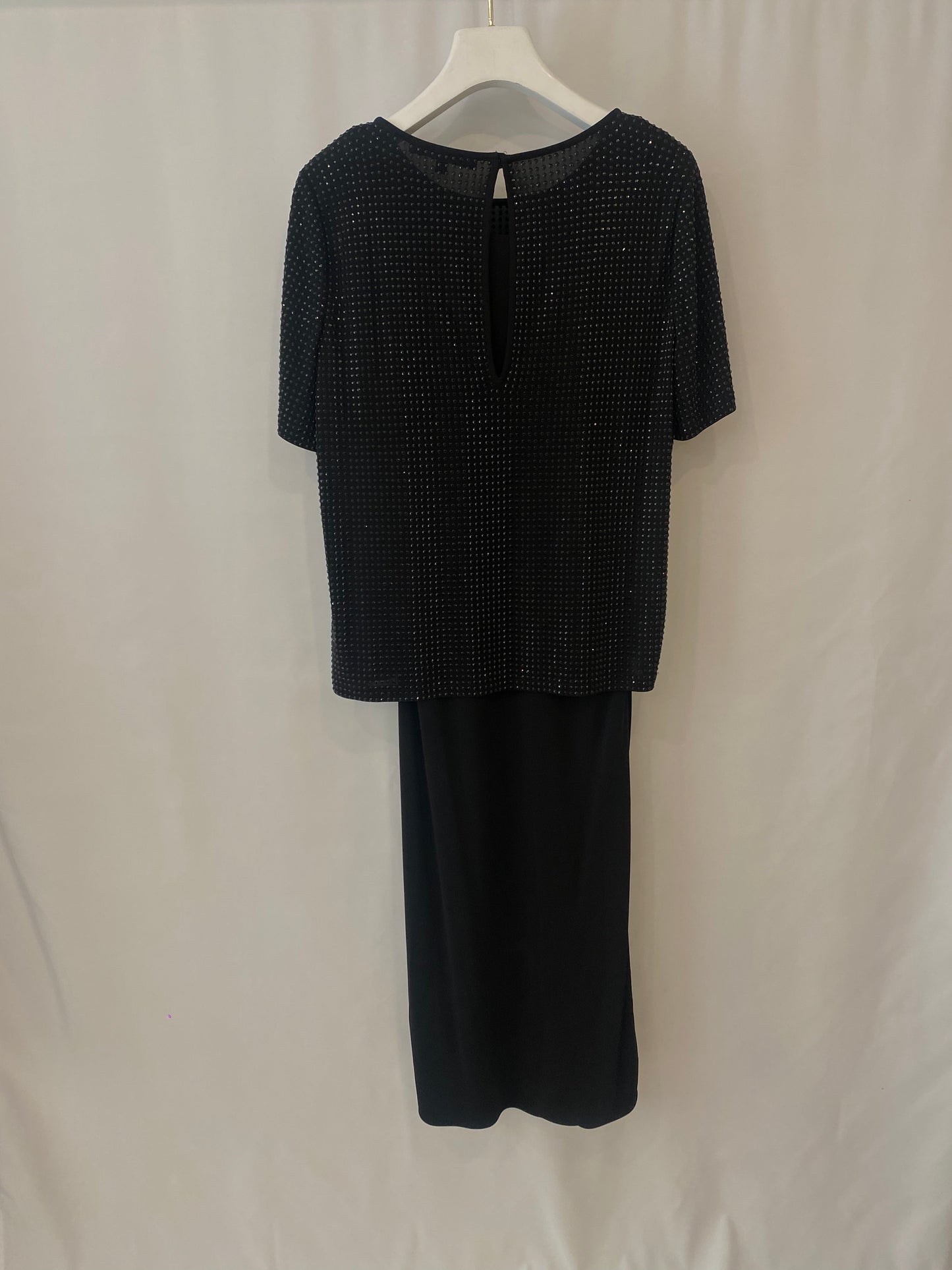 Luxury Gucci Black Embellished Short-Sleeved Long Dress Size S (UK 8)