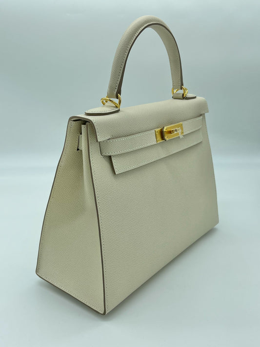 Luxury Hermes Kelly Sellier 28 Epsom Craie Gold Hardware