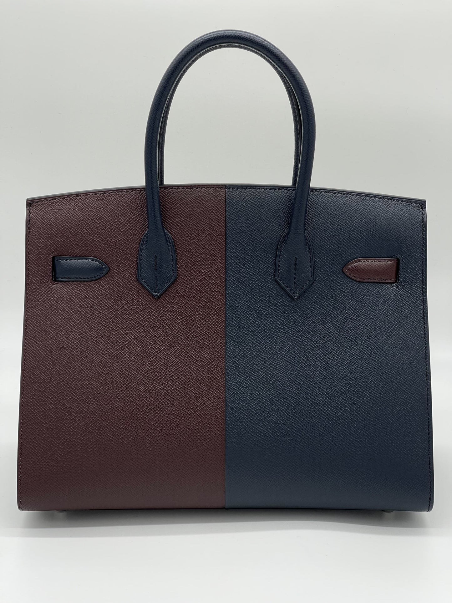 Luxury Hermes Birkin 30 Casaque Rouge Sellier / Bleu Indigo / Rose Texas Epsom
