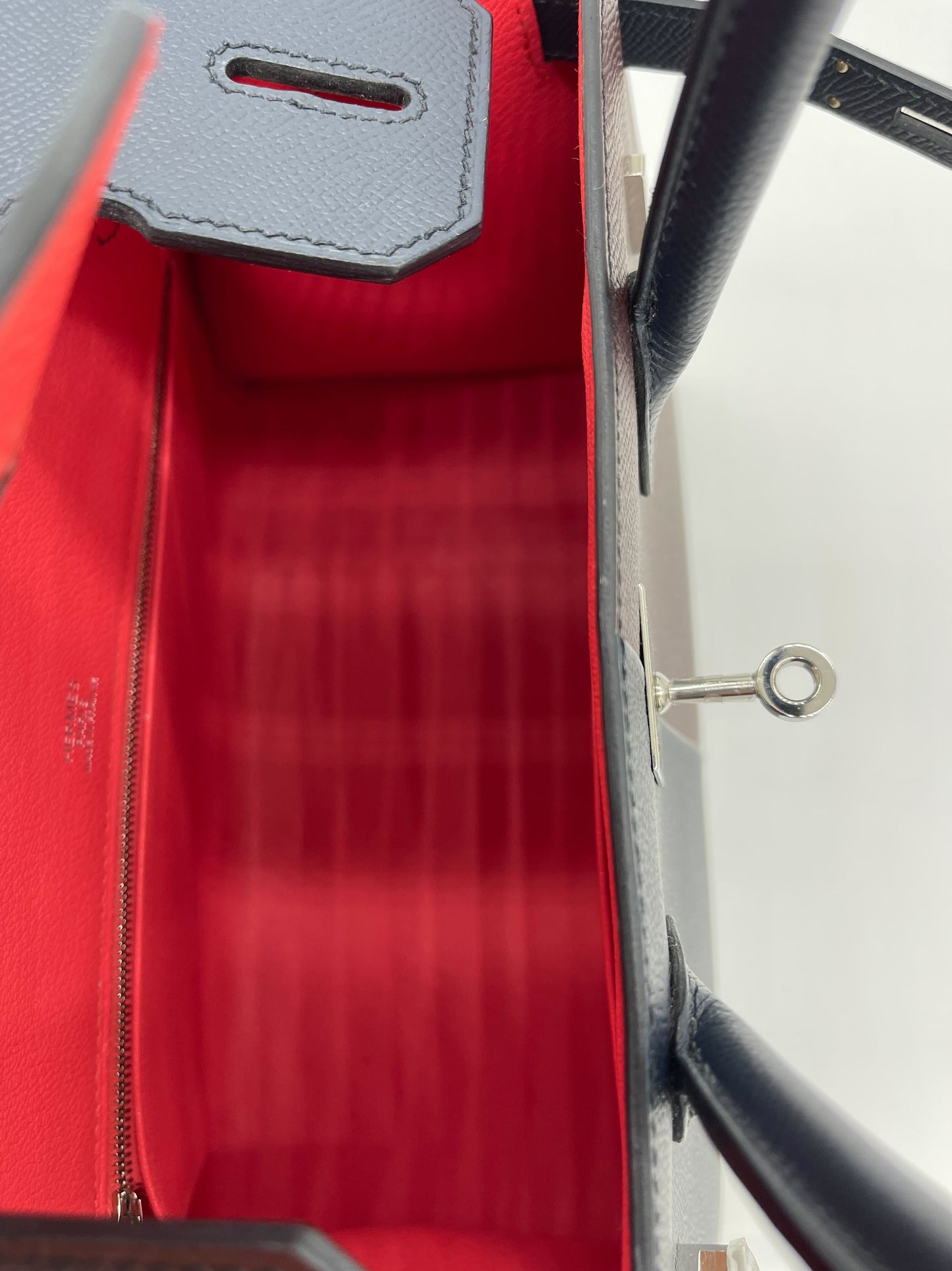 Luxury Hermes Birkin 30 Casaque Rouge Sellier / Bleu Indigo / Rose Texas Epsom