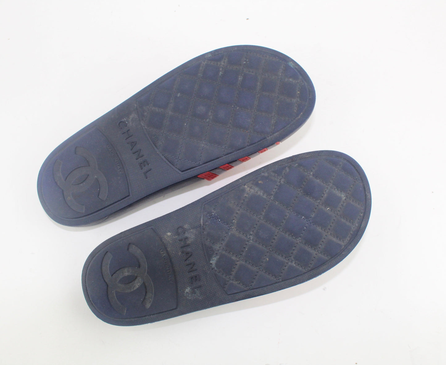 CHANEL RUBBER CC FLAT SLIDE SANDALS