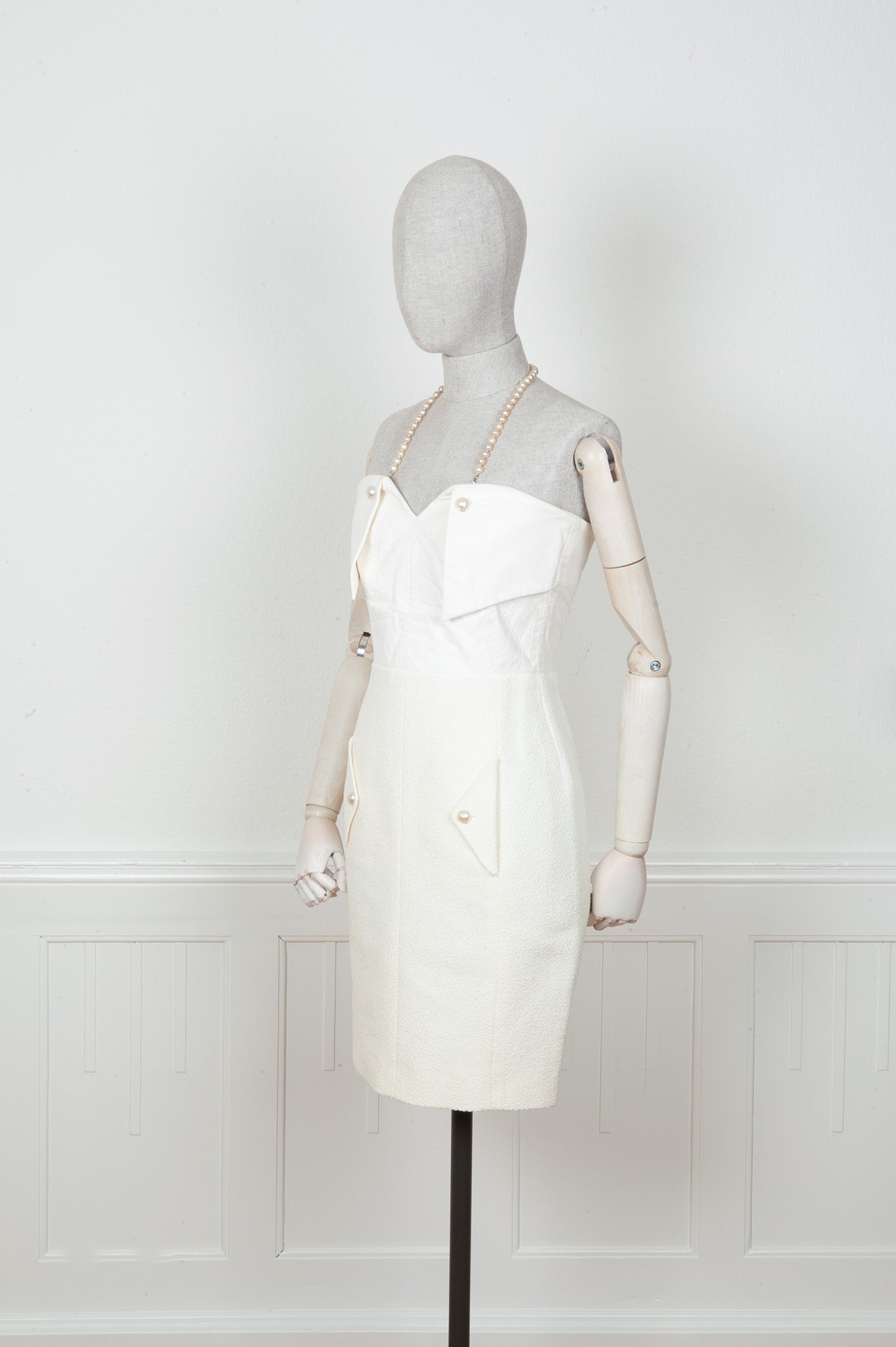 CHANEL Dress White Leather Top Spring 2012