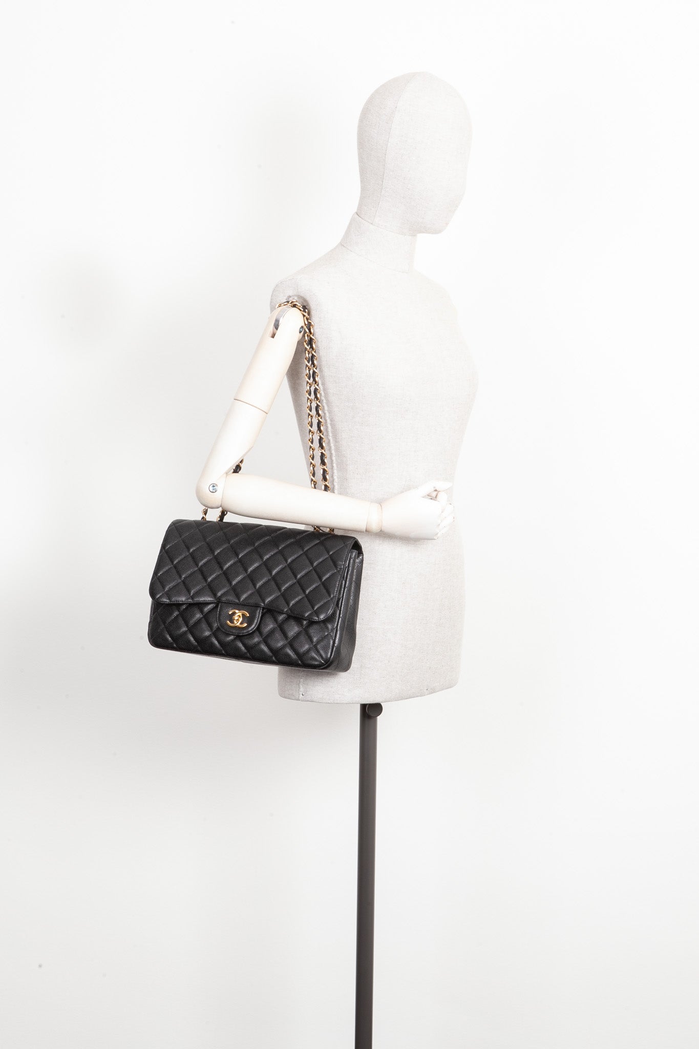 CHANEL Jumbo Double Flap Bag Caviar Black