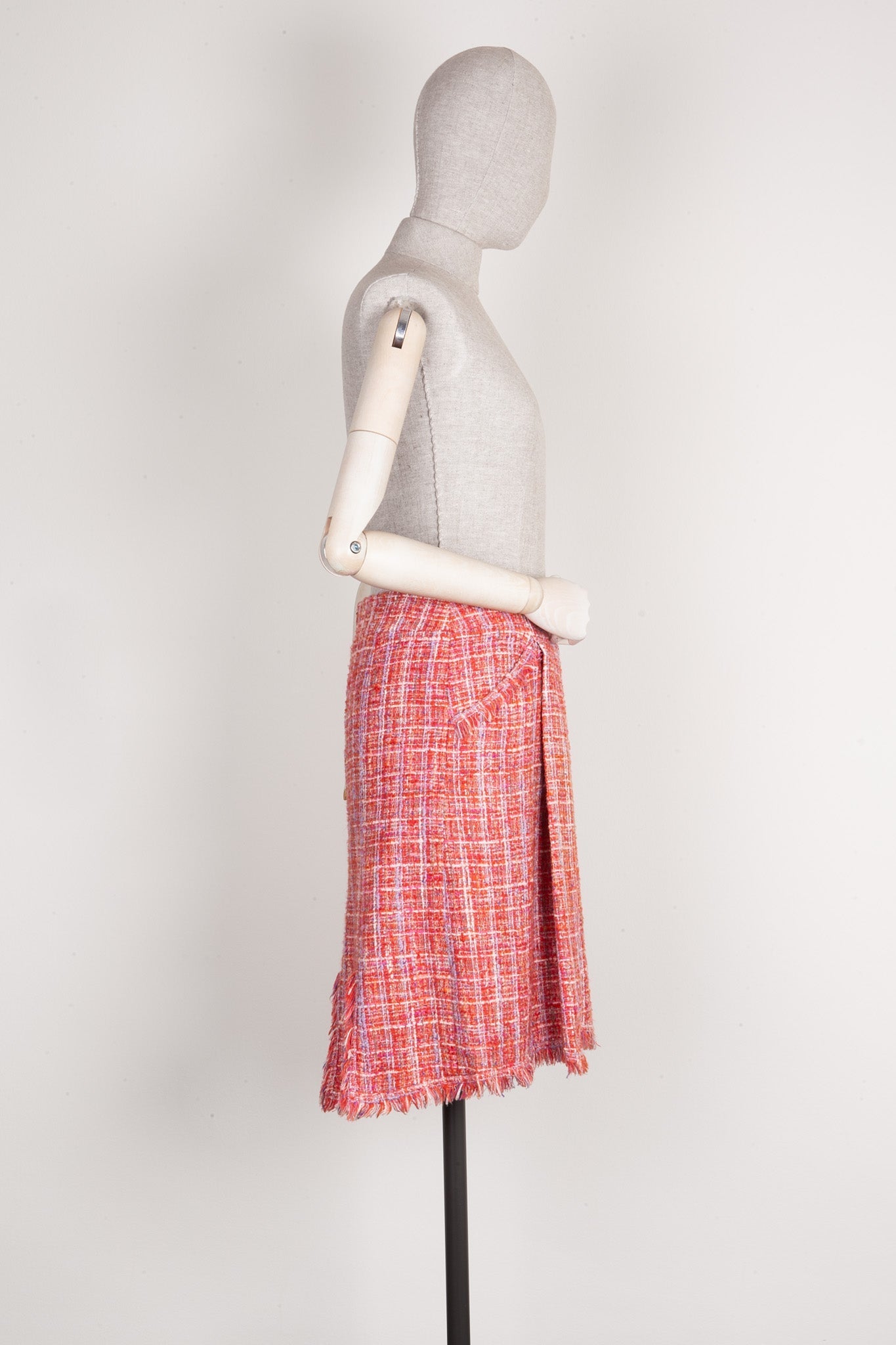 CHANEL Tweed Skirt Red