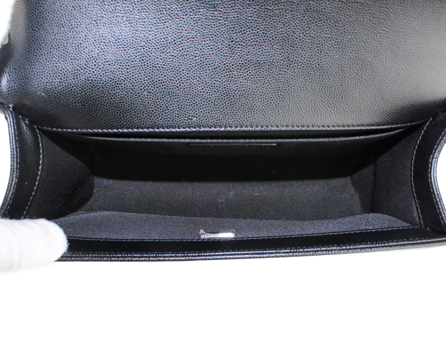 Chanel Medium Grained Calfskin Boy Bag with silver hardware