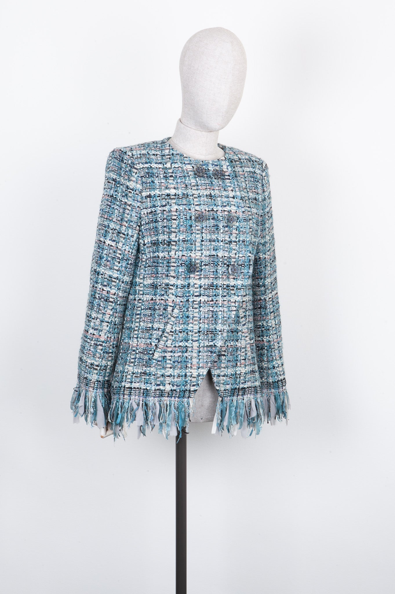 CHANEL Jacket Fantasy Tweed Blue Pre-Fall 2017