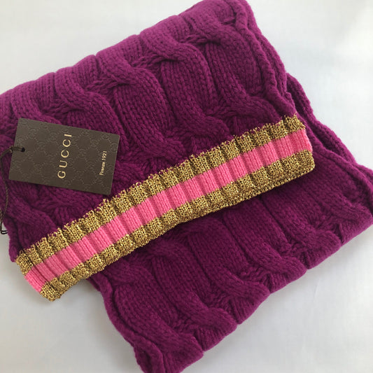Luxury Gucci Trending 2025 Cable Knit Scarf in Purple