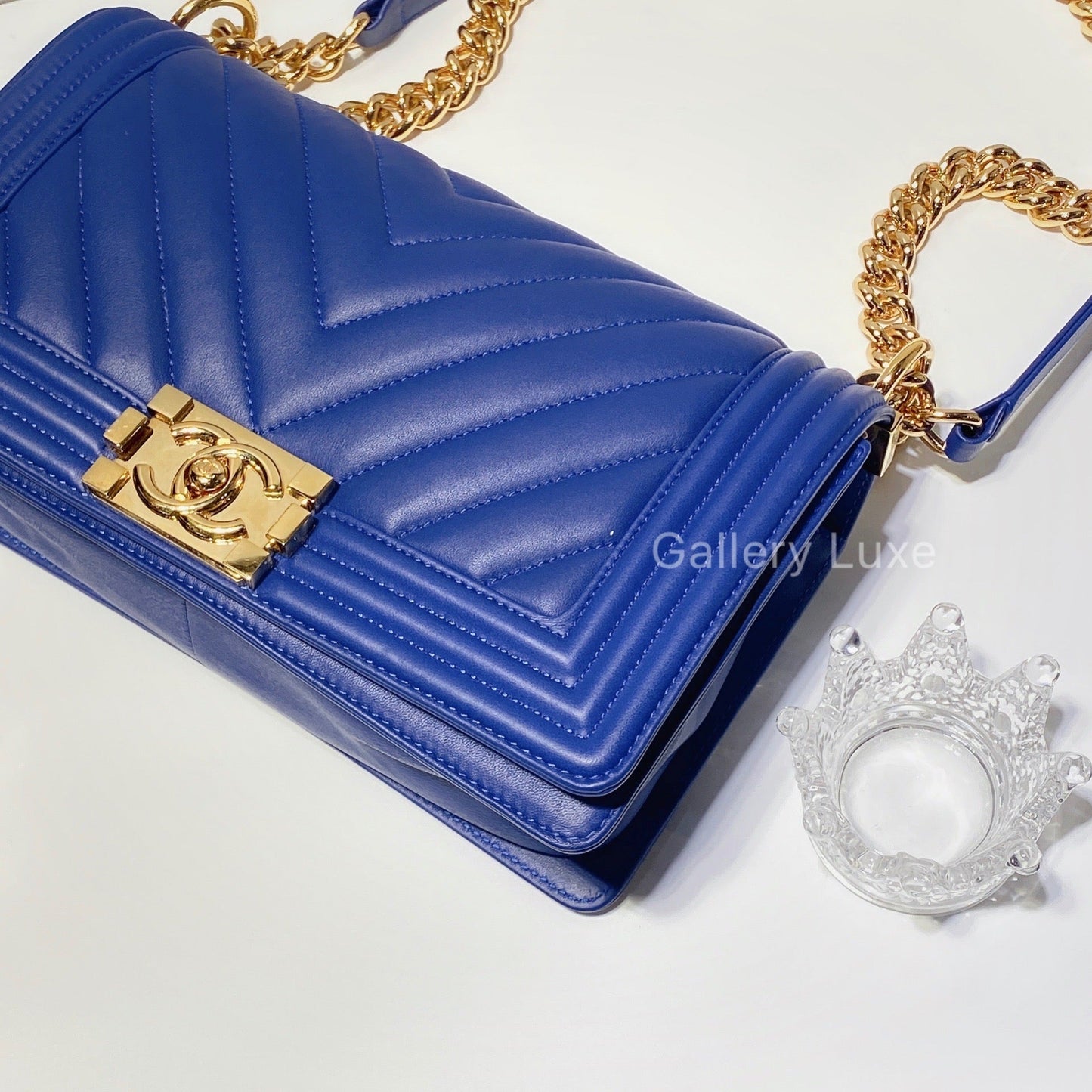 No.001485-Chanel Calfskin Chevron Boy 25cm