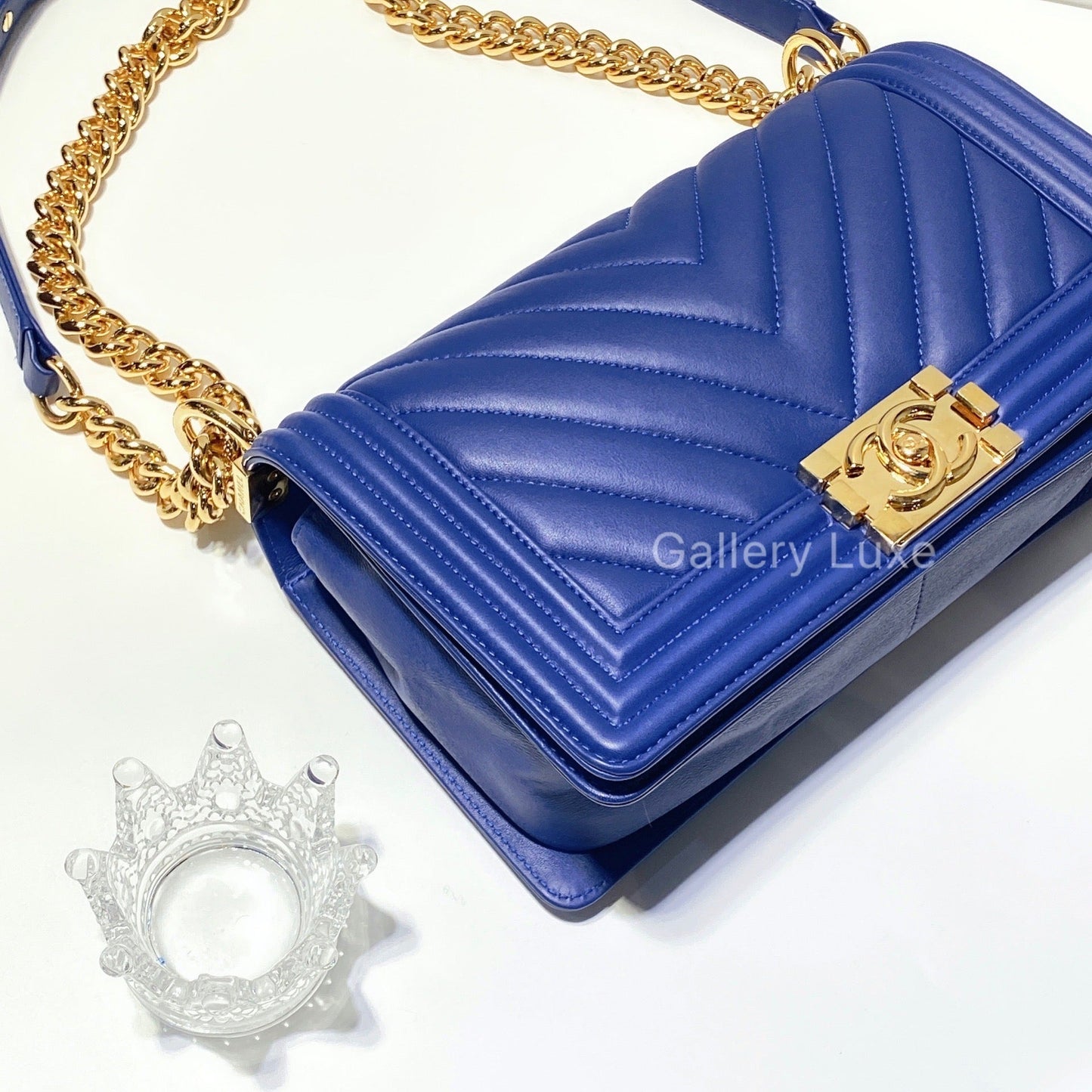 No.001485-Chanel Calfskin Chevron Boy 25cm