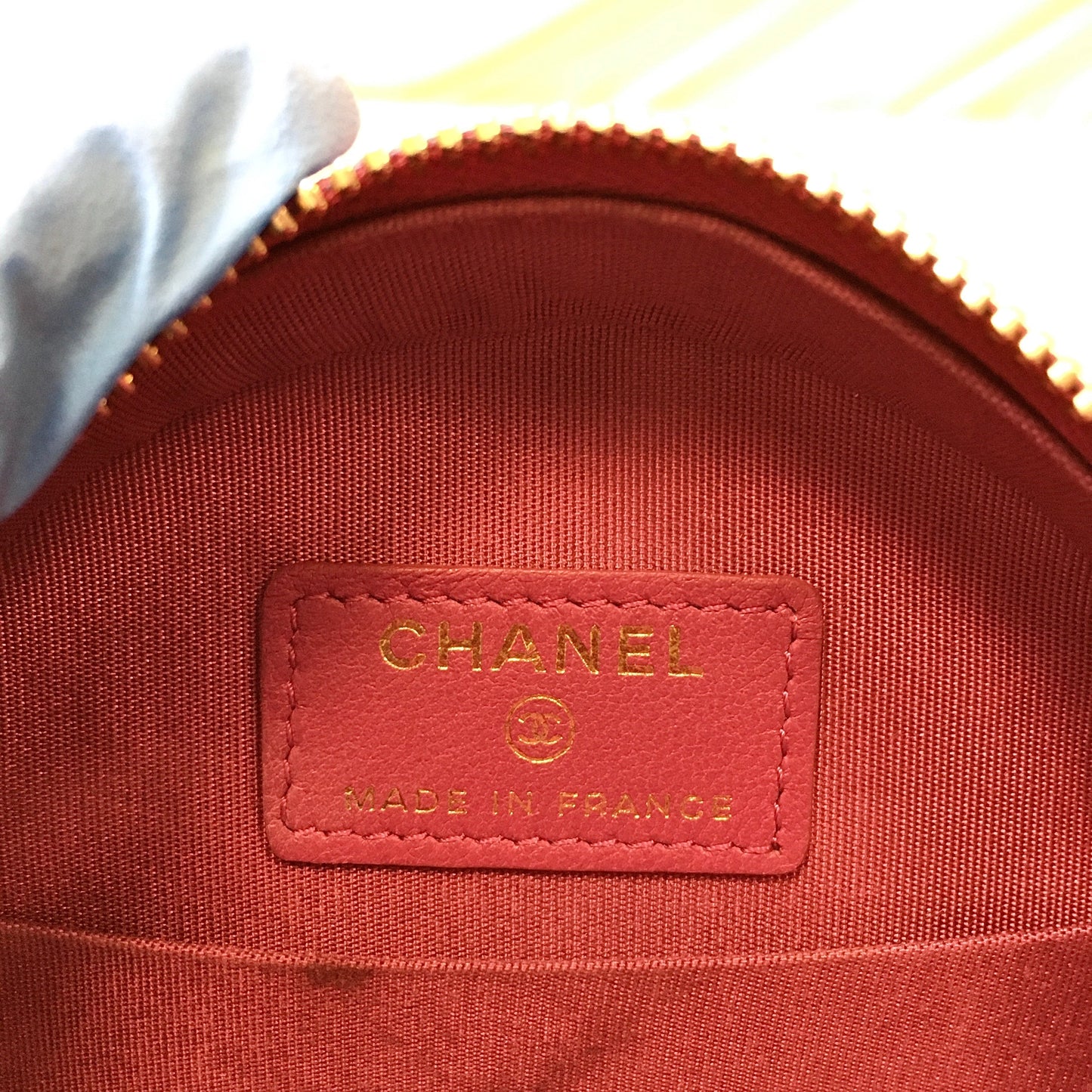 Chanel Pink Chevron Shearling Mini Round Clutch with Chain Sku# 66972