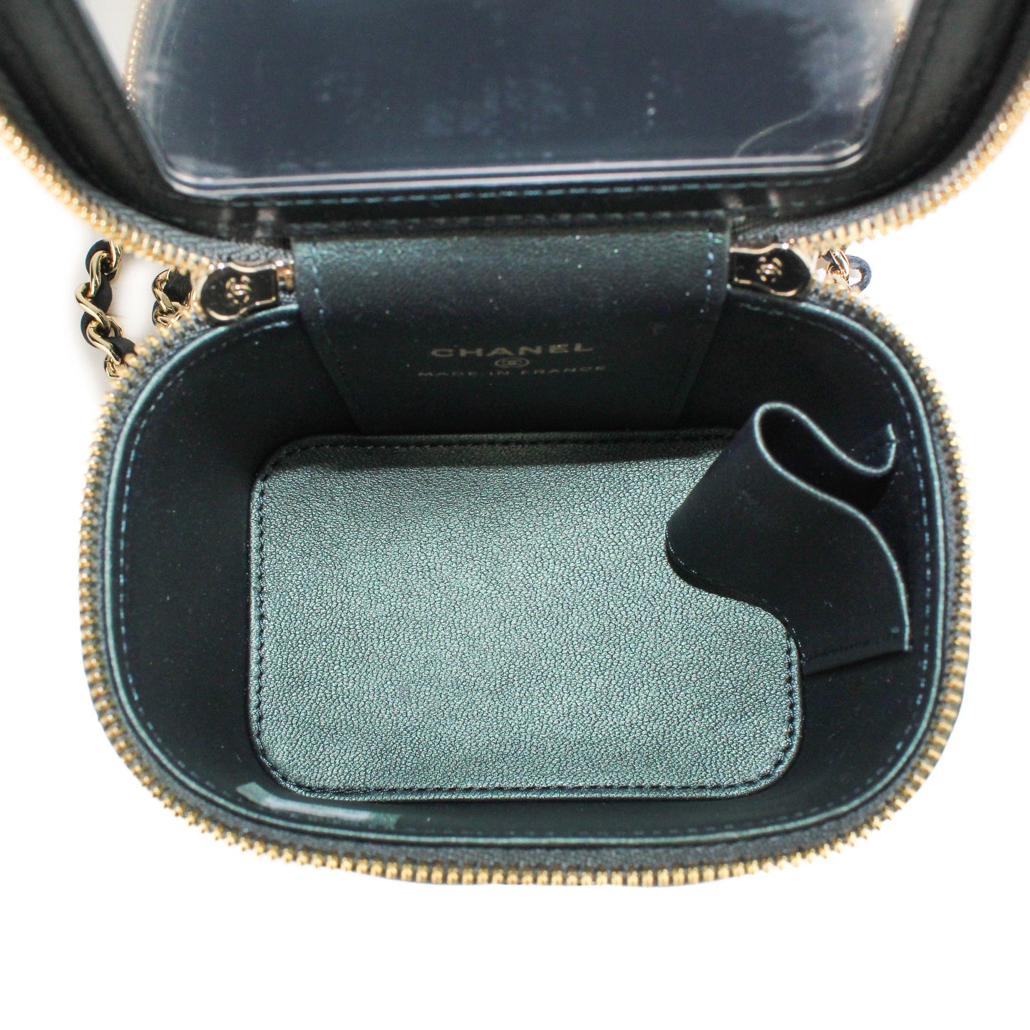 Chanel Small Vanity With Chain in Iridescent dark green