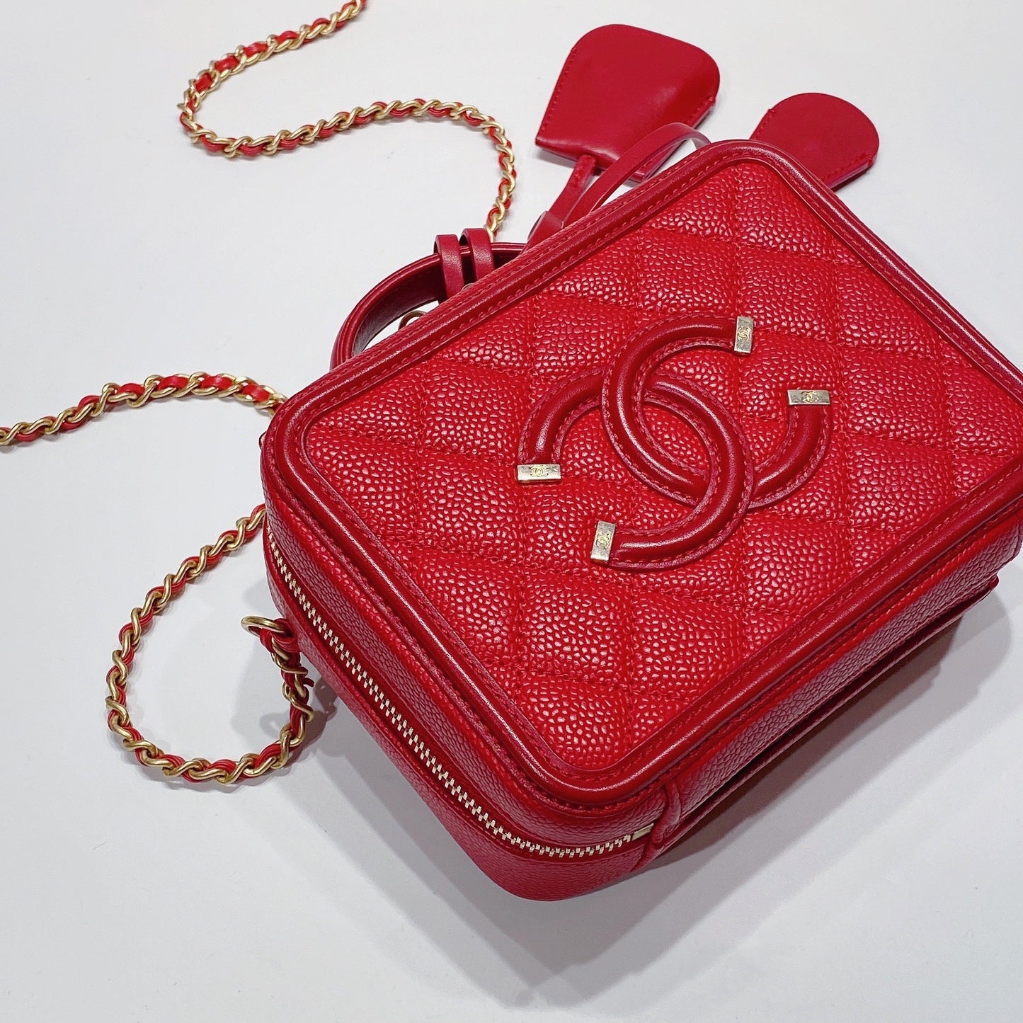 No.3523-Chanel Caviar Small CC Filigree Vanity Case