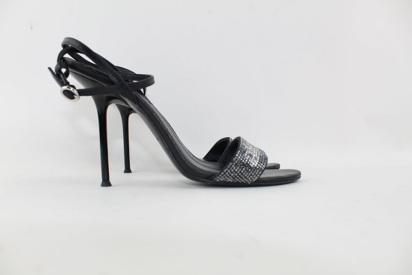 ALEXANDER WANG JANE CRYSTAL LOGO ANKLE STRAP SANDAL
