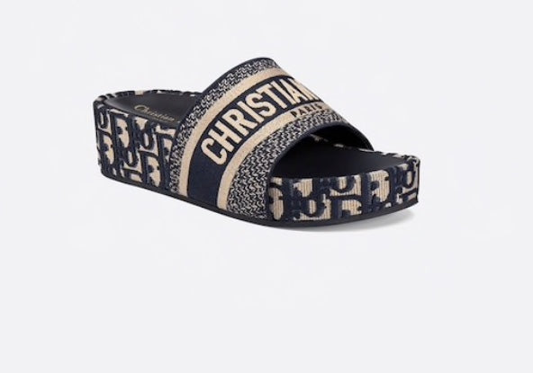 DIOR DWAY SLIDE IN EMBROIDERED COTTON