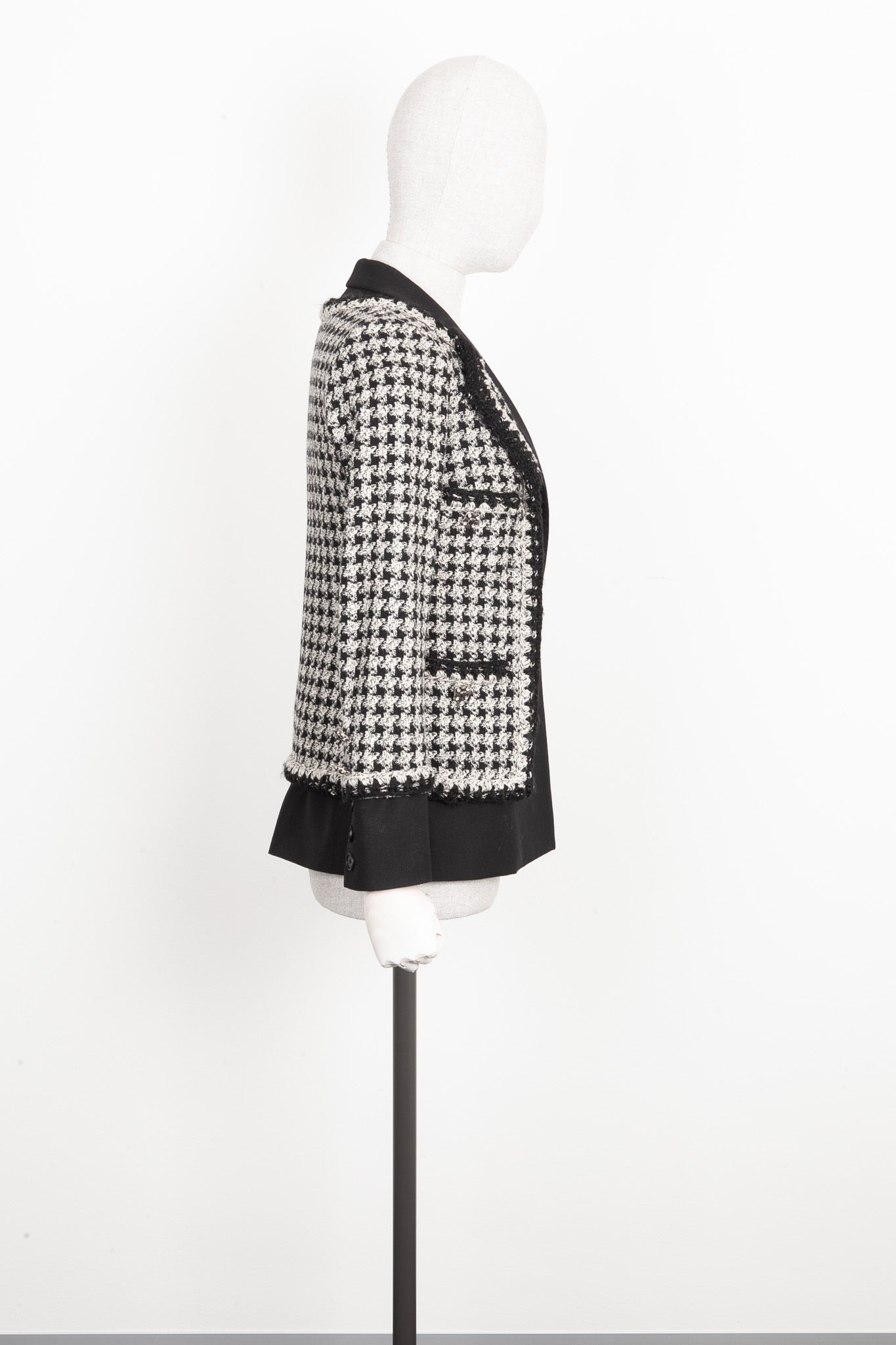 CHANEL Layered Jacket Tweed Houndstooth