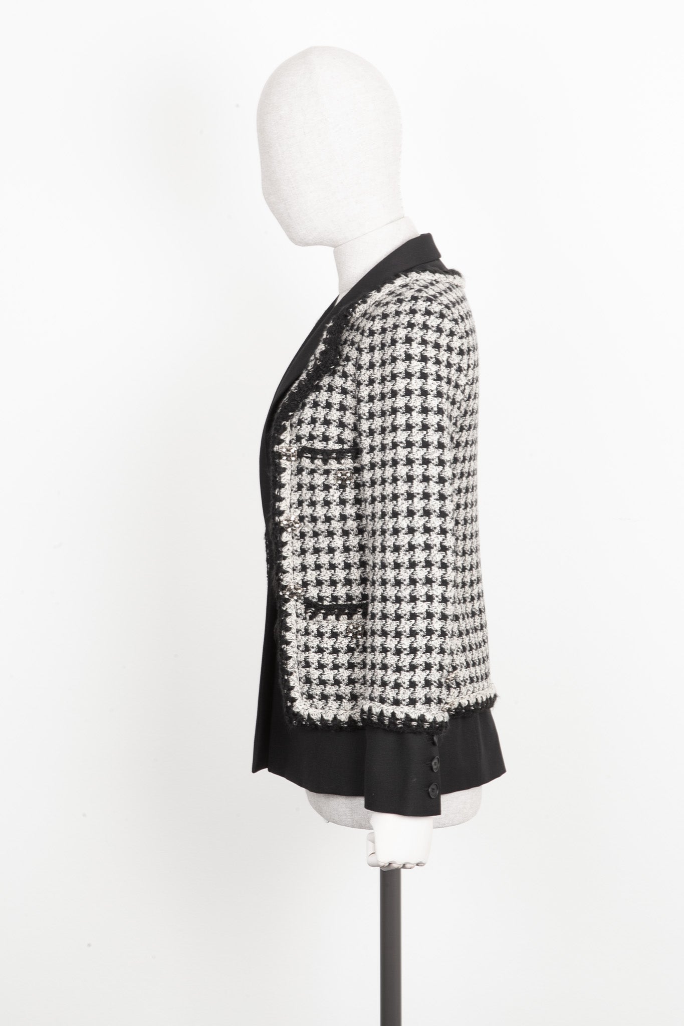 CHANEL Layered Jacket Tweed Houndstooth