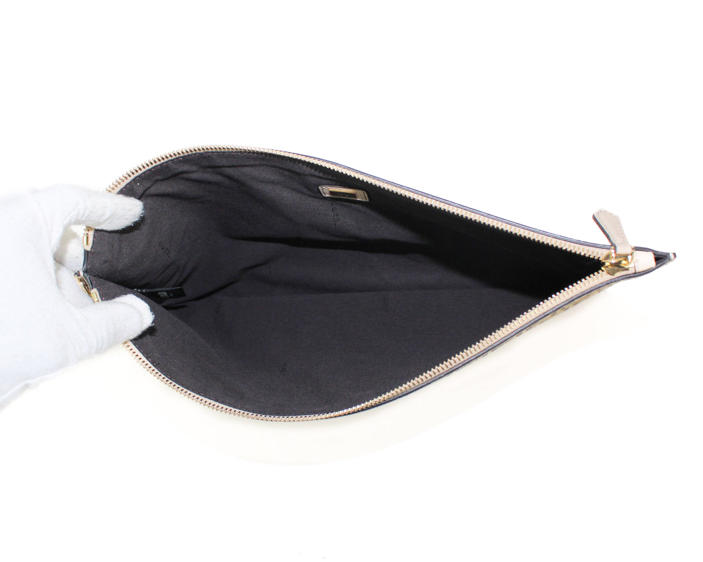 Fendi Large Soft Flat Pouch in Beige