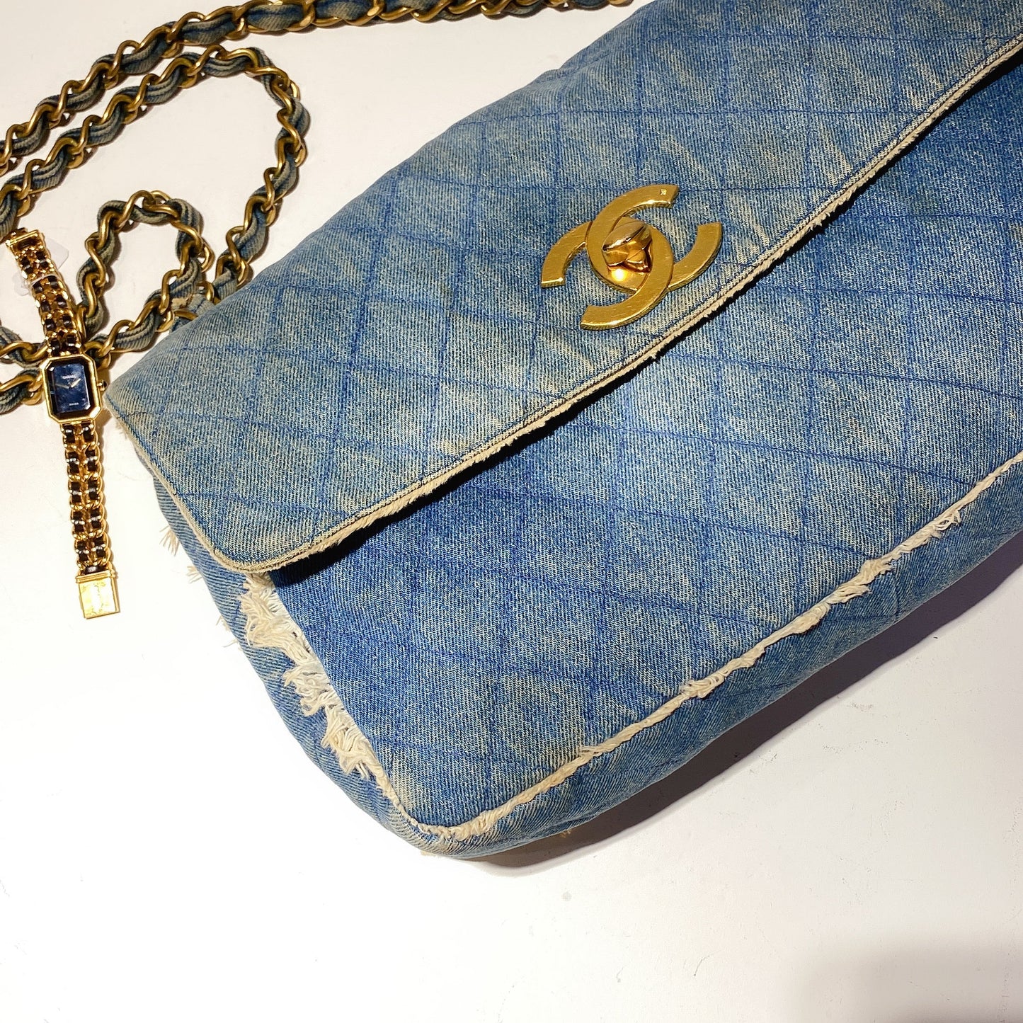 No.2353-Chanel Vintage Denim Maxi Jumbo Flap Bag