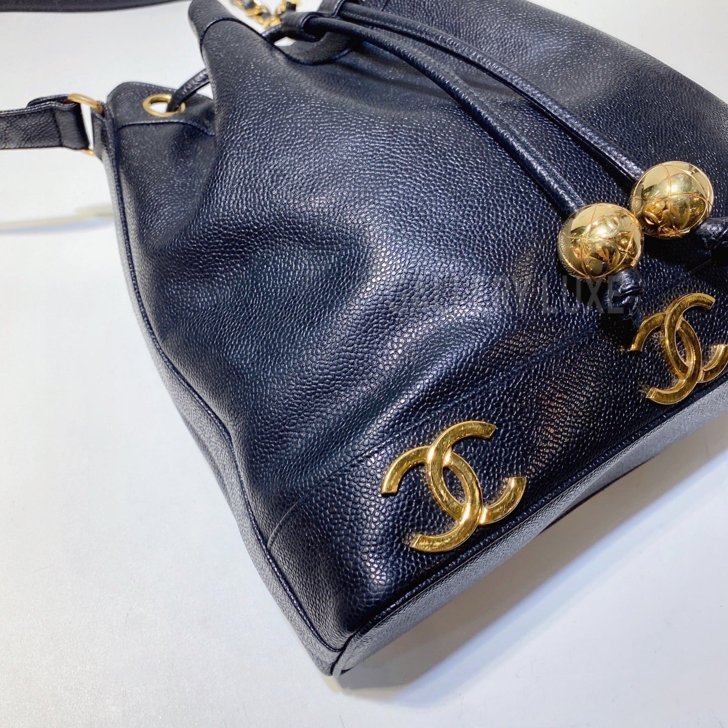 No.3227-Chanel Vintage Caviar Triple CC Bucket Bag