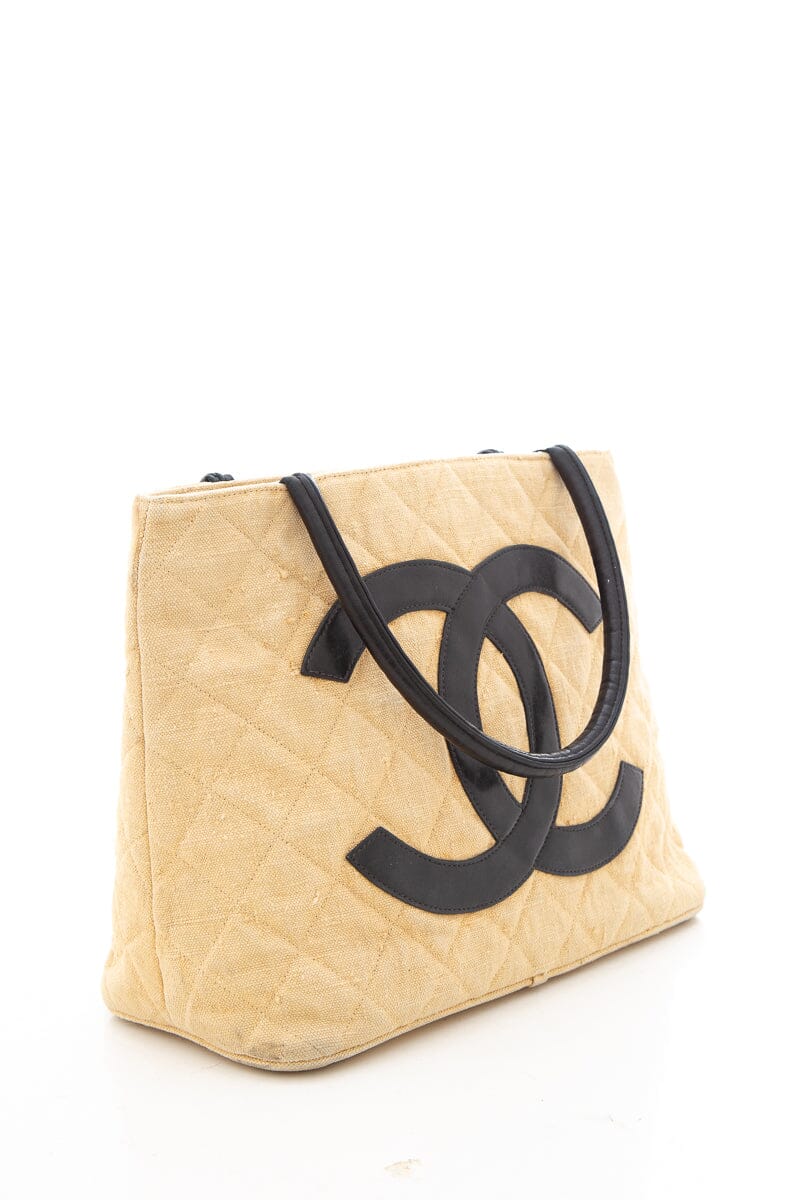 Luxury Chanel Vintage 1991 Beige Cloth Cambon Tote