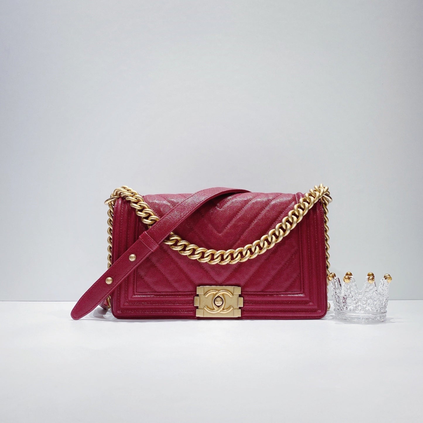 No.3410-Chanel Caviar Chevron Boy 25cm